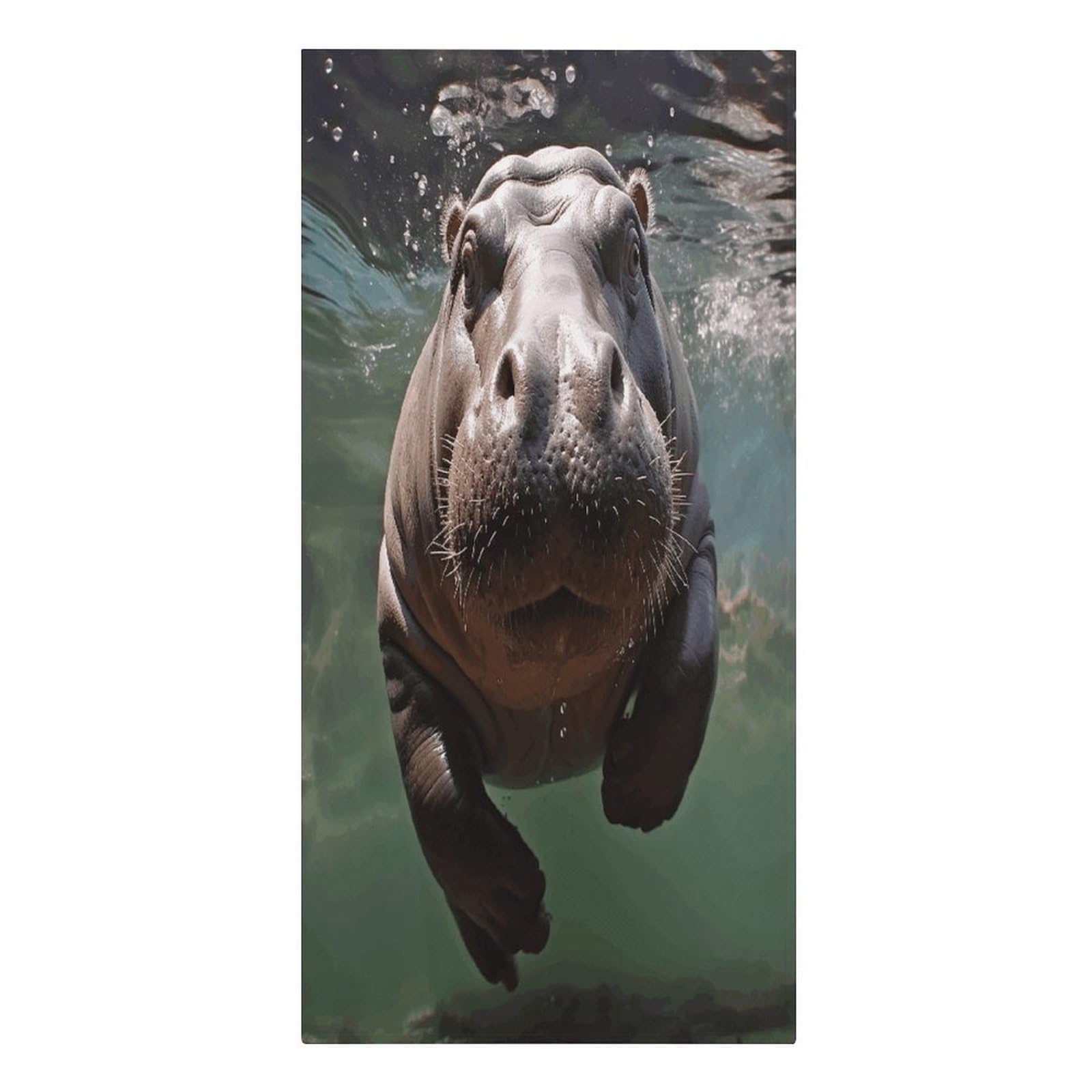 VstaDank Diving Hippo Beach Towels 30"x61" Microfiber Super Absorbent Large Bath Towels Cozy Soft Swim Travel Towel Quick Dry Thin Pool Towel Beach Accessories for Outdoor Adult