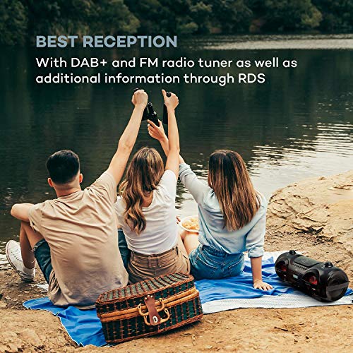 auna Soundblaster DAB Boombox Ghettoblaster, Bluetooth, Top-Loading CD-Player, SD/USB-Ports, MP3, DAB+ / UKW-Radio, Music2Light: LED-Disco-Effekt / 7 Farben/Farbwechsel-Modus, schwarz – Bild 3