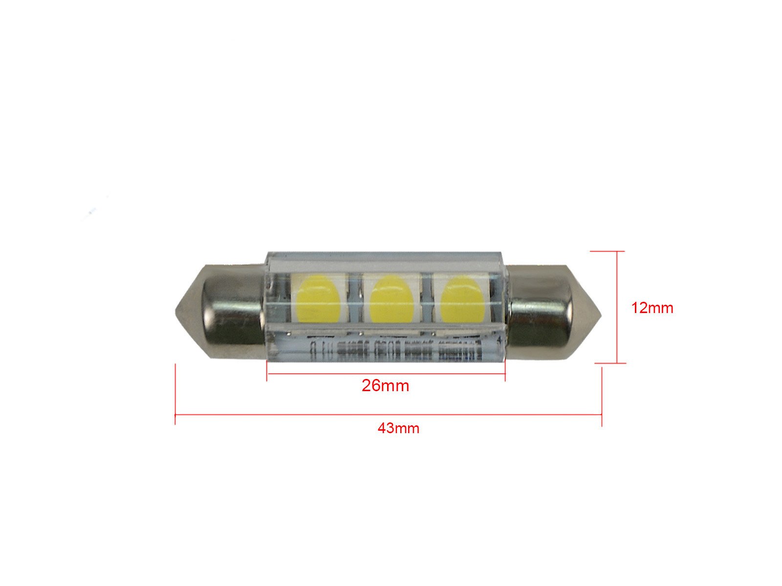 NJYTouch 6pcs 43mm 44mm 3SMD LED 5050 211 Car Nature White 4000~4500K Festoon Dome Map Interior Light DC 12V