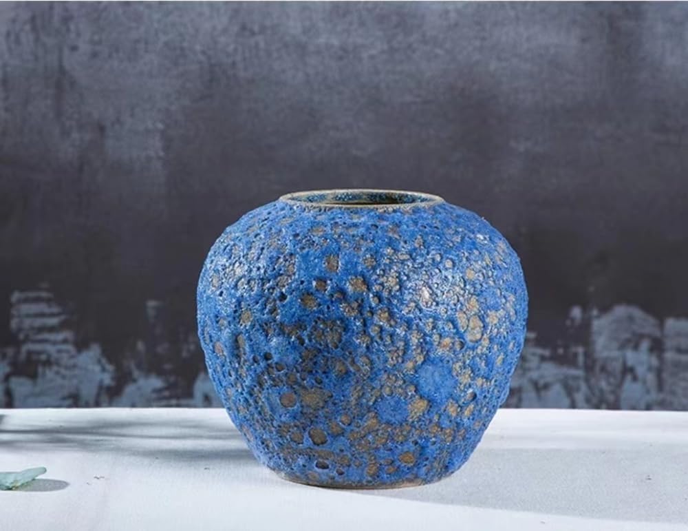 Bzgpmfud One Color Vase Desktop Glaze Stoneware Countertop Ceramic Dried Flower Arrangement Living Room(High18cm)