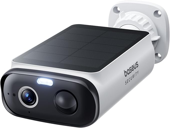 Baseus Security S1 Lite Solocam Camara Vigilancia WiFi Exterior Solar IP67, Camara IP Seguridad Bateria 2K 135°, Visión Nocturna a Color, Sin Cargos, Detección Humana, Compatible con Alexa y Google
