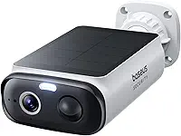 Baseus Câmeras de segurança solar S1 Lite, câmera de segurança sem fio externa, resolução 2K, energia contínua, sensor de movimento AI, visão noturna colorida, sem taxa mensal, funciona com Alexa e