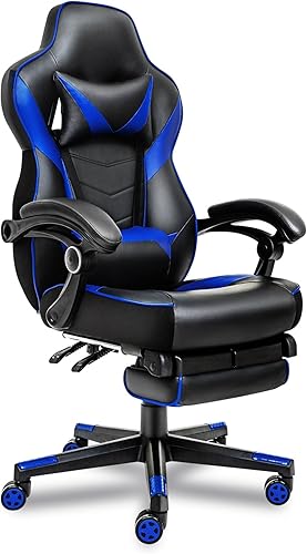 Miniatura 8 de ELECWISH Sillas de juego para adultos, respaldo alto, giratorias, reclinables, ergonómicas, para videojuegos, reposacabezas y soporte lumbar, silla