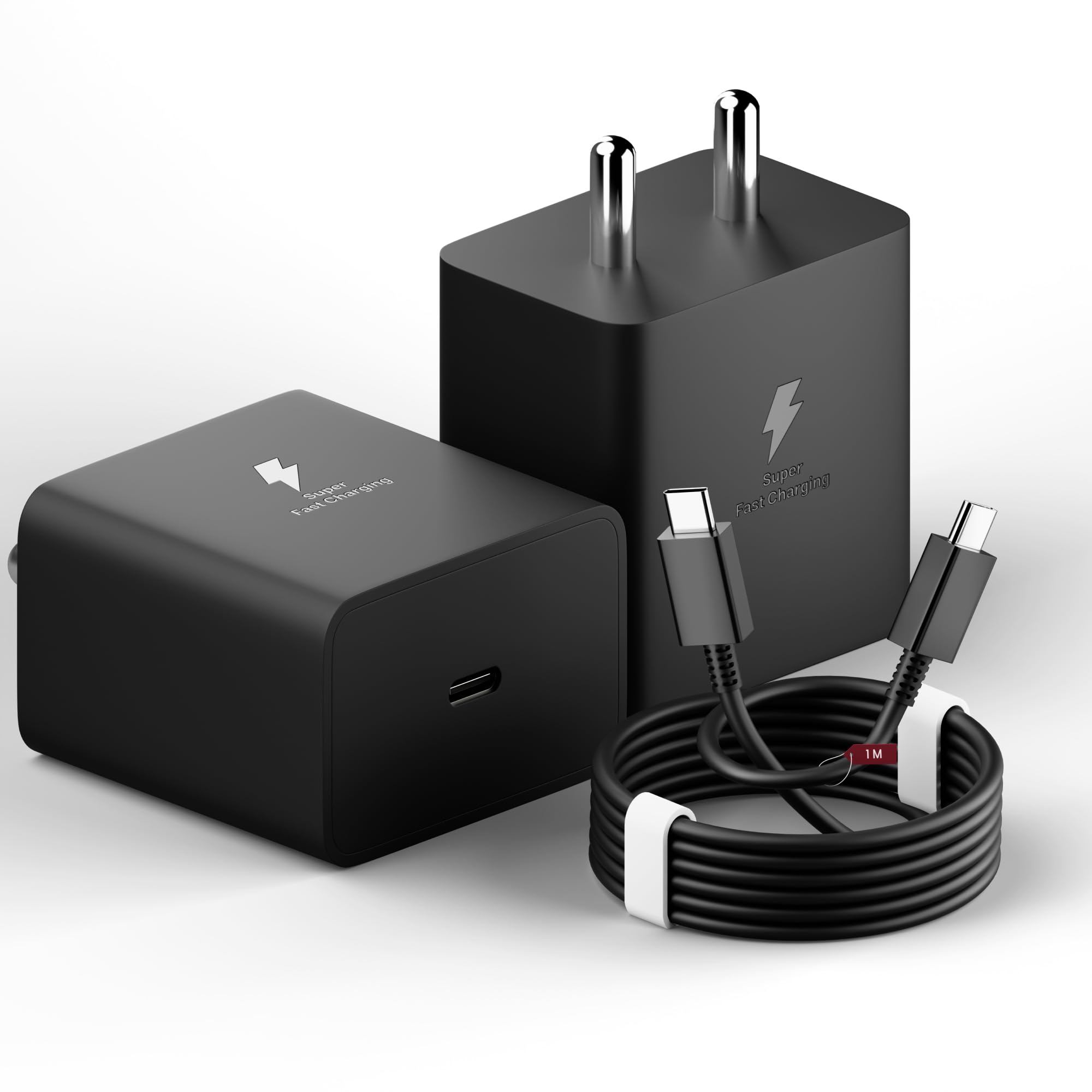 AILKIN 45W USB-C Superfast Charger Adapter with Cable Compatible with Samsung Galaxy S/A/M/F/Z Series-Compatible with S25/S24/S23/S22Ultra/S21/21FE/S20/Note/M54/M53 5G/M33/M23/A34/A54 5G & More(Black)