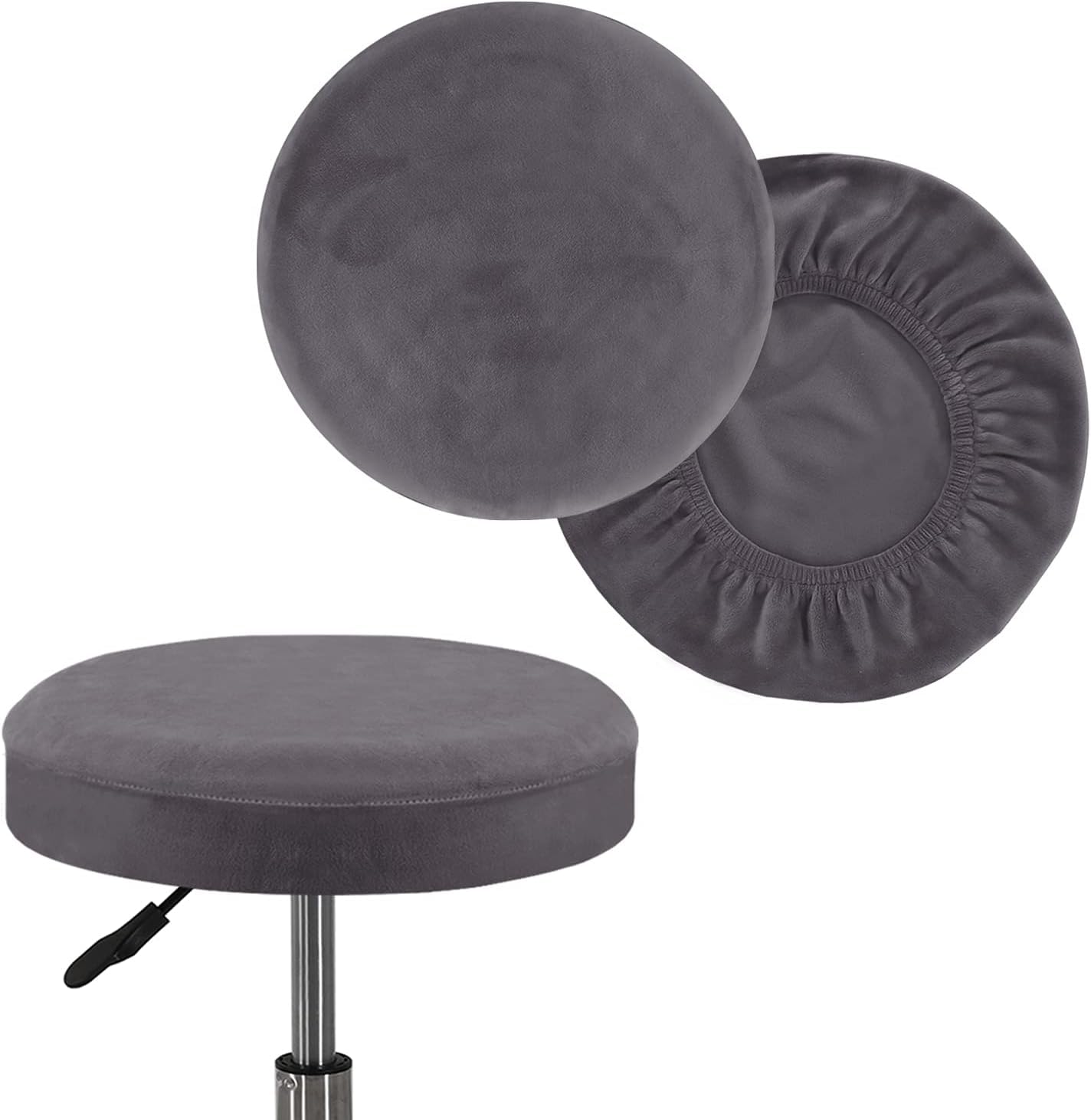 2 Pack Rectangle/Round Bar Stool Covers Round Stool Cushion Covers Stool Chair Covers Leather/Jacquard/Velvet Barstool Covers Slipcovers Footstool Protect Counter Seat Covers ( Color : 2@ , Size : 35-