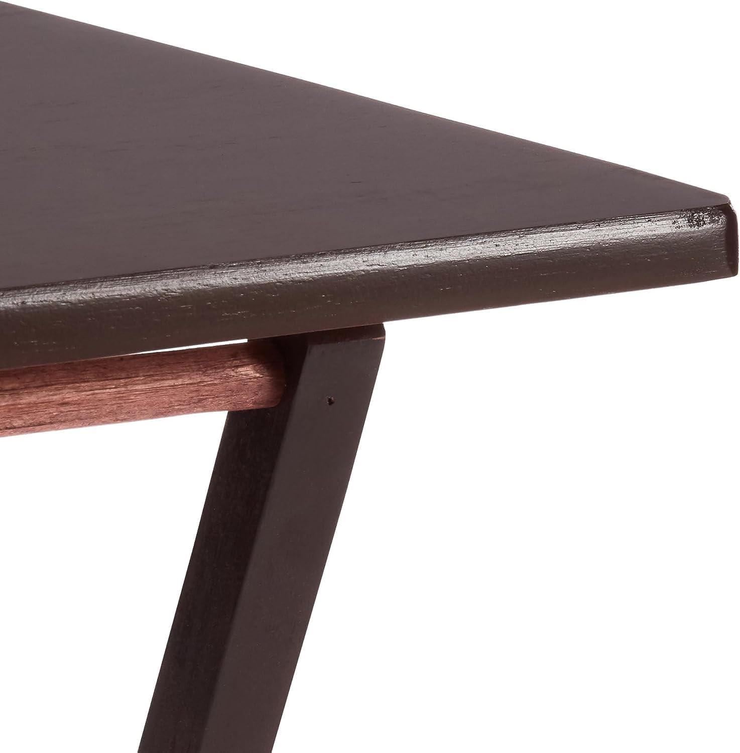 Set of 2 Modern Indoor Folding Tray Tables, Walnut Finish Solid Rubberwood, 19x14.5x26 Inches, 25 Lbs Capacity Portable TV Snack Tables for Living Room Bedroom Dorm