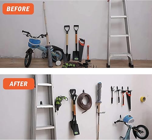 Miniatura 7 de kingsea Ganchos de garaje resistentes de acero, ganchos de almacenamiento para colgar en el garaje, organizador de montaje en pared con
