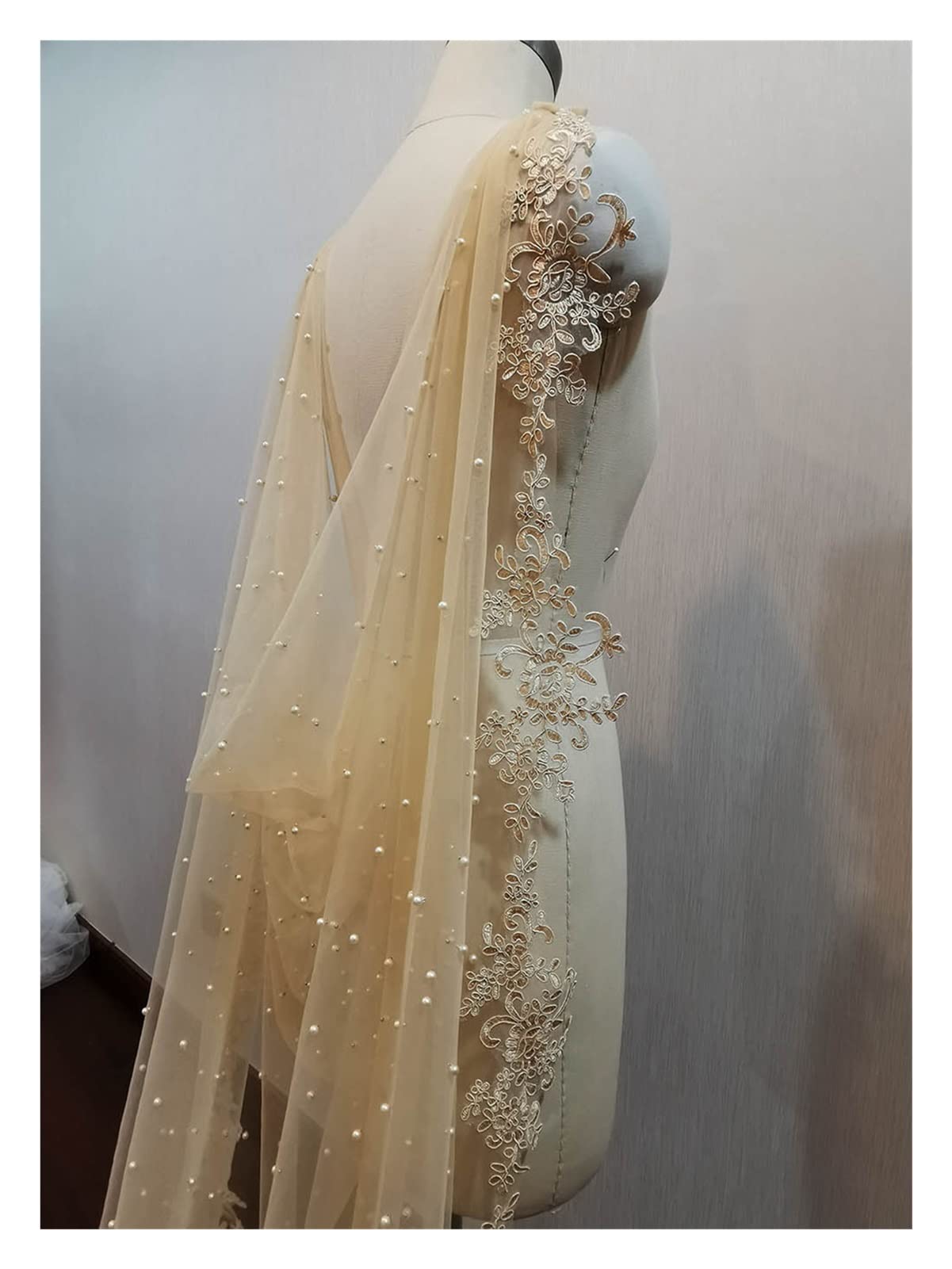 SHANGMAOYO Bridal Veil Champagne Pears Wedding 2 Meters Long  display picture 3