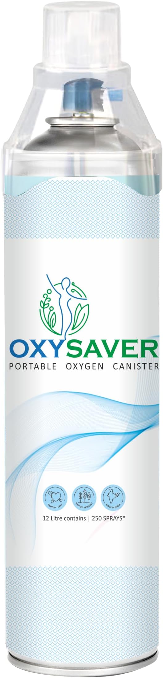 Anilom Oxygen Portable Cylinder 12 Litre | 250 Pumps Instant Recovery From Low Oxygen Levels In Emergency | High Altitude | Exercising | High Pollution_Mountain | First Aid | Yoga Companion