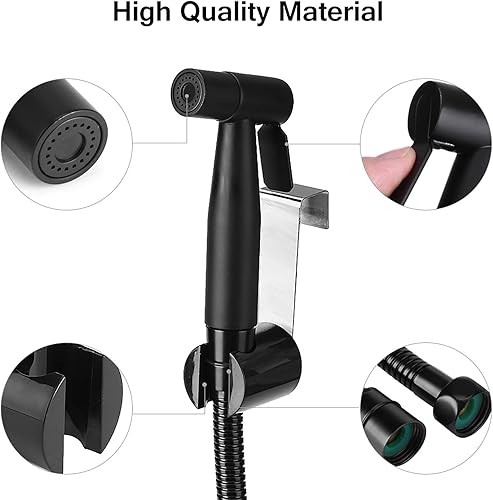 Miniatura 4 de Pulverizador de bidé para inodoro, acero inoxidable negro baño inodoro de mano bidé paño rociador de pañal Shattaf Kit