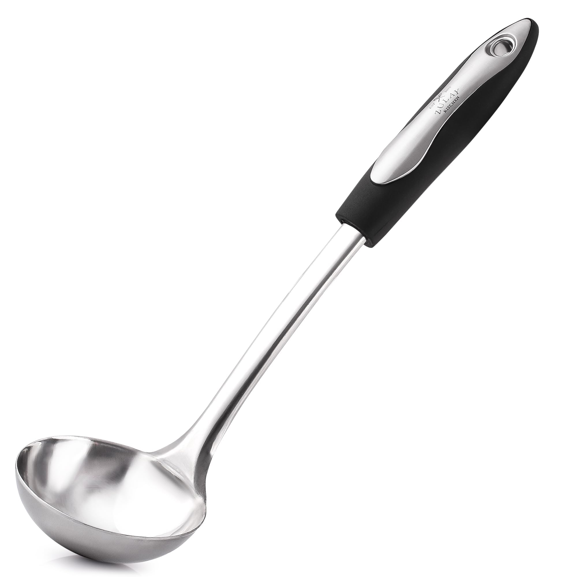 Zulay Kitchen Premium Suppenkelle Edelstahl 30,5 cm - Schöpfkelle mit rutschfestem Silikongriff, Spülmaschinenfest und hitzebeständig Suppenkelle– Schöpflöffel für Suppe, Eintopf, Brühe und Soßen