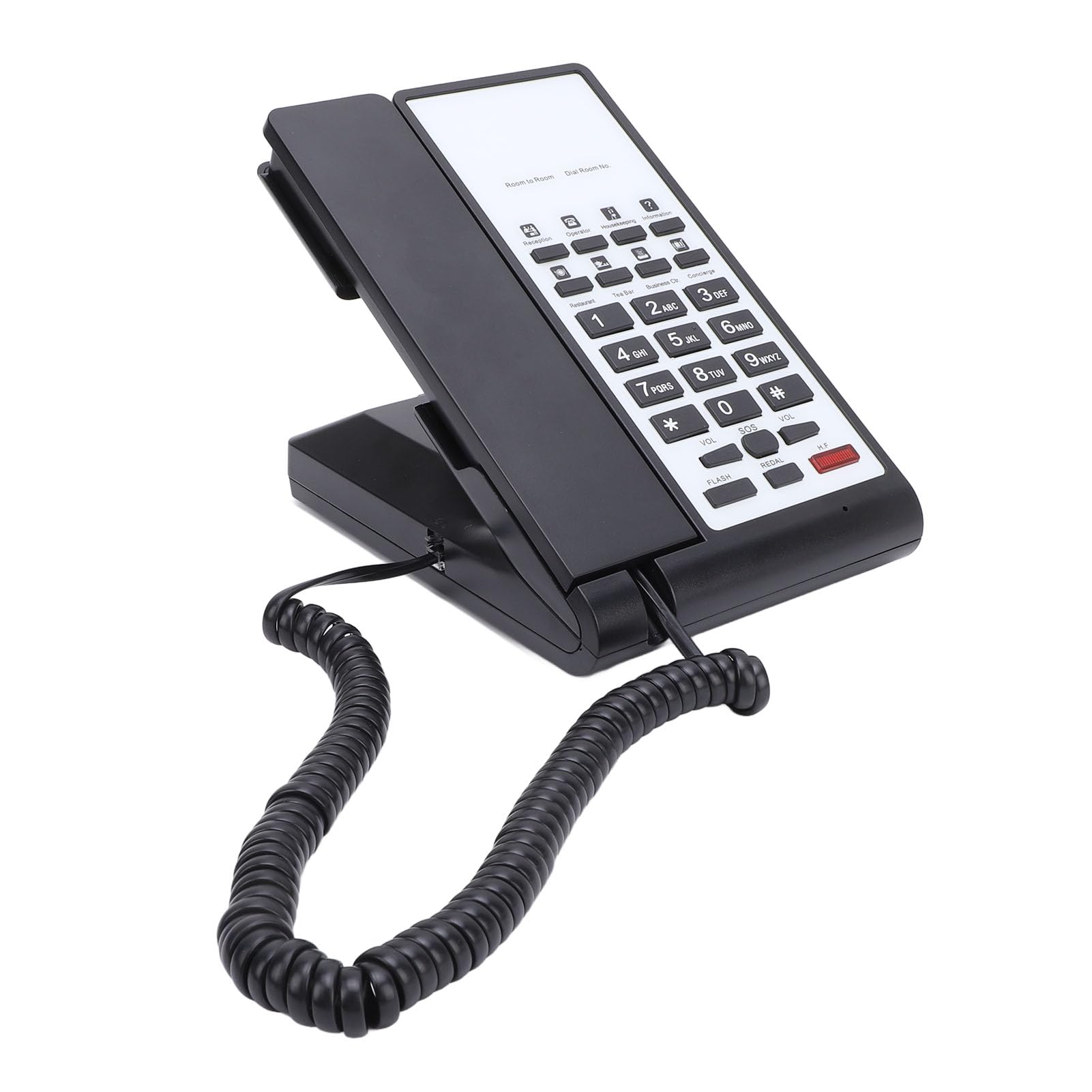 Hotel Business Telefono con Filo Amplificazione Vocale Indicatore di Chiamata in Vivavoce Bianco ABS 1 Set