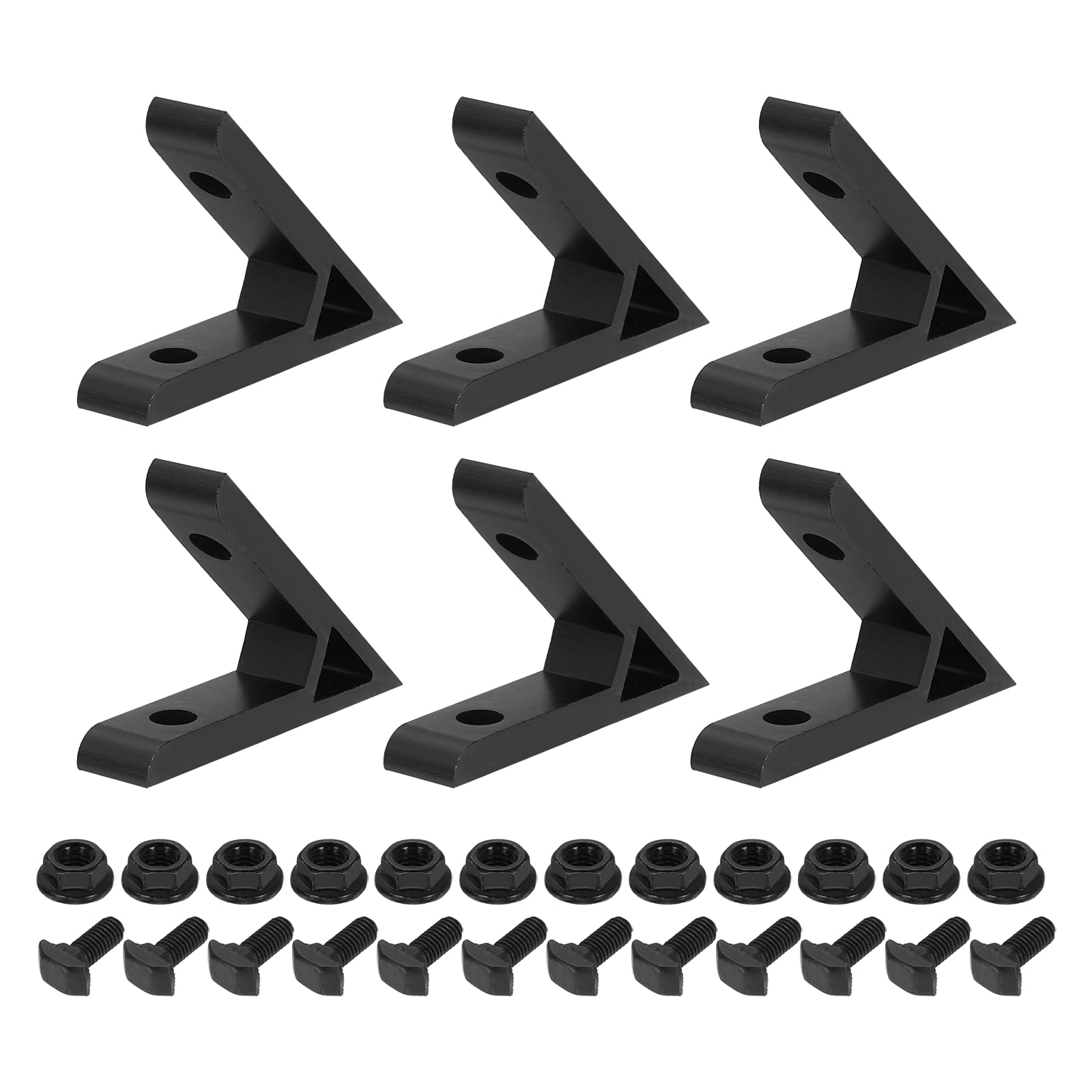 sourcing map 6Set 45 Degree Angle Corner Brackets, 60x60x14mm 2020 Series Aluminum Extrusion Profile Accessories, Corner Brace Joint Connectors with Mounting Screws and Nuts, Black