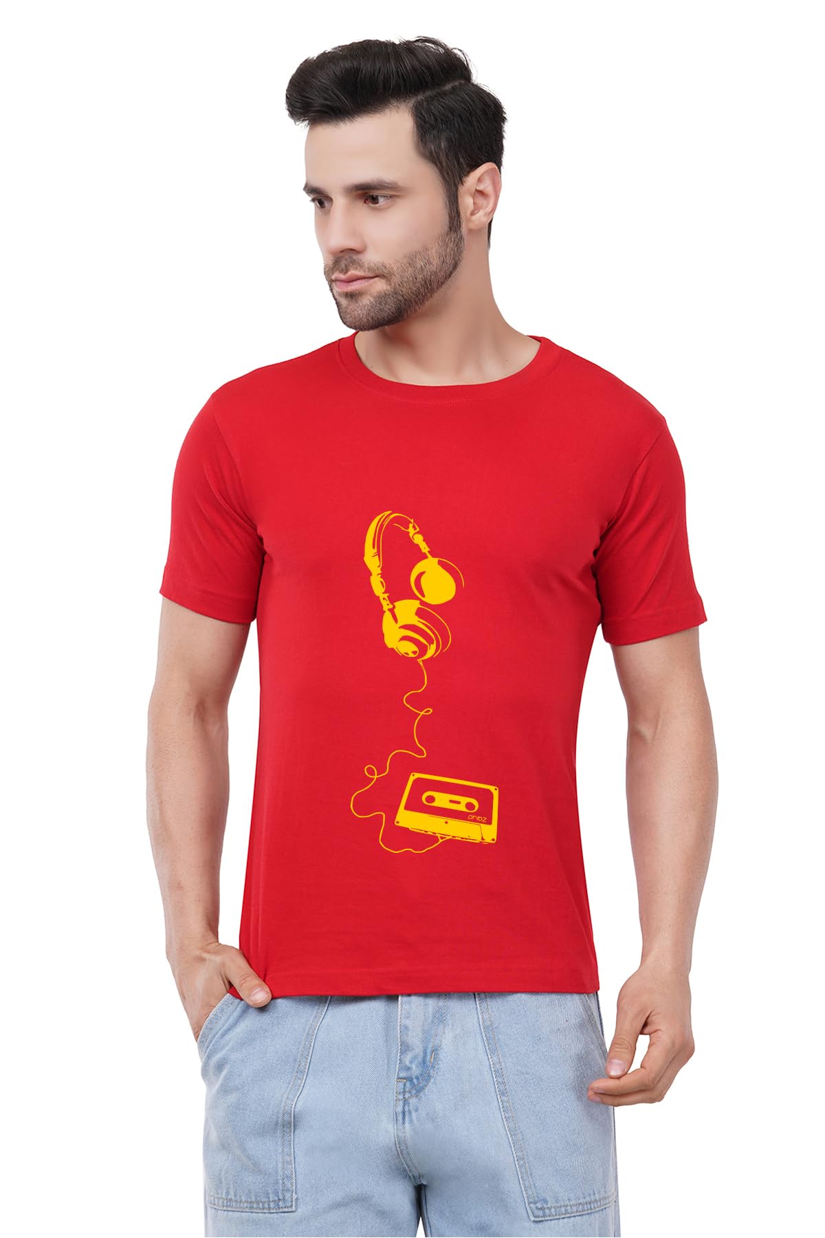 CaseriaMen's Cotton Printed T-Shirt -Music Life | 100% Cotton | Half Sleeves | Regular Fit | Printed | Round Neck | Graphic T Shirt