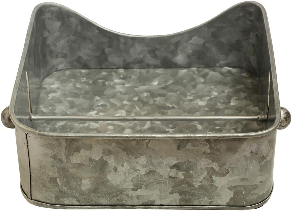 Exclusive Discount 🔥 Galvanized Napkin Holder with Metal Weighted Arm | Silver Color Unique Napkin Organizer | Raw Tin Tissue Dispenser for Multiple Size Paper Napkins | Modern Napkin Organizer for Table Kitchen Bathroom