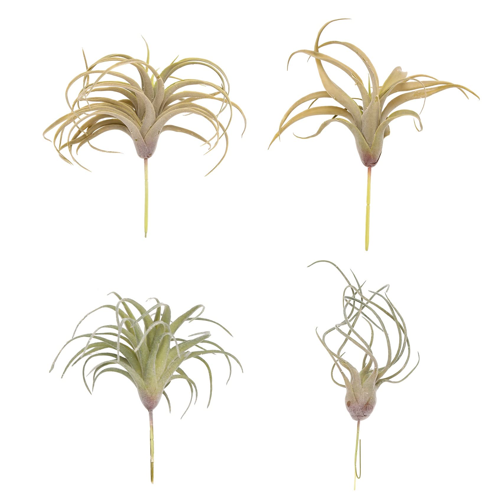MOLERRI 4Pack Artificial Pineapple Grass Air Plants Fake Flowers Faux Flocking Tillandsia Bromeliads Home Garden Decor