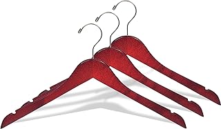 The Great American Hanger Company Wood Top Hanger, Box of 50 Space Saving 17 Inch Flat Wooden Hangers w/Cherry Finish & Brushed Chrome Swivel Hook & Notches for Shirt Jacket or Dress