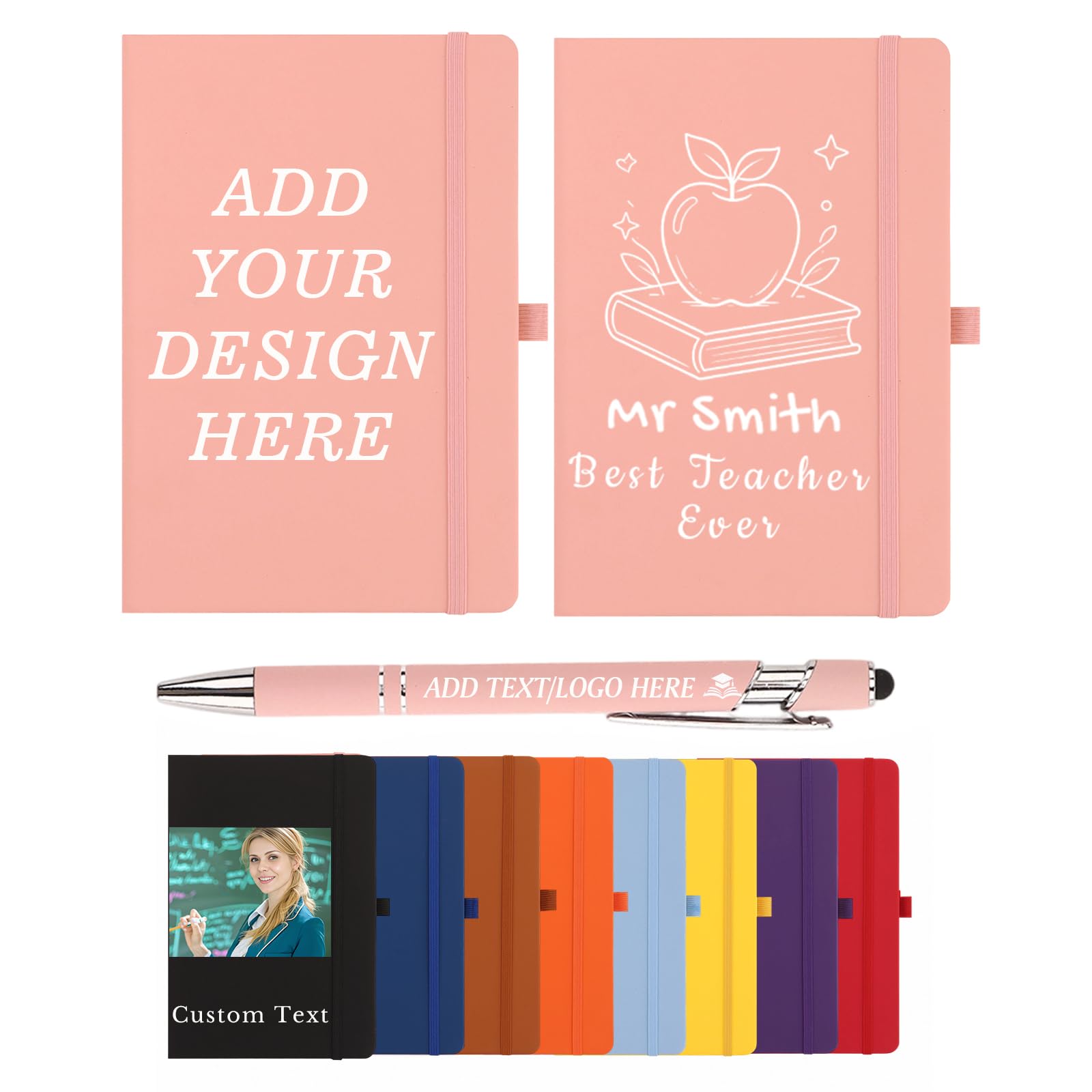 Iwe Personalised Notebook And Pen Set, Notebook with Photo Name