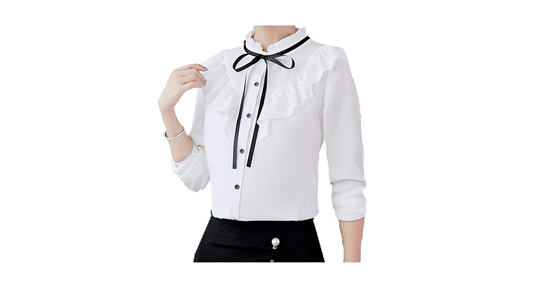 トップス Gajess Ribbon Blouse White Ribbon blouse | Gajess