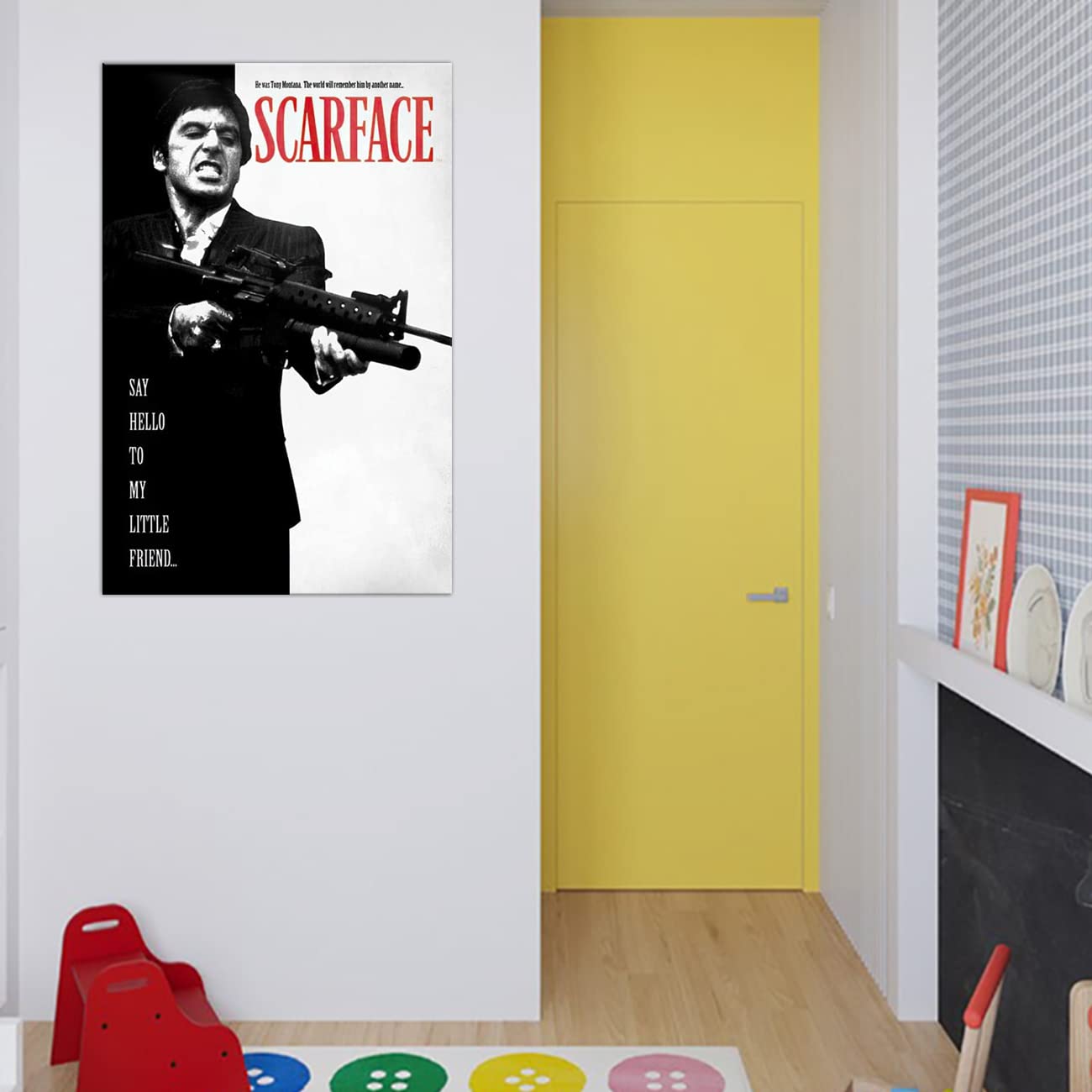 ZHONGYUTONG Scarface Poster Scarface Film Leinwand Kunstdruck al Pacino Tony Montana Porträt Bild Gemälde für Schlafzimmer Wohnzimmer Heimdekoration (Gerahmt, 40x60cm)