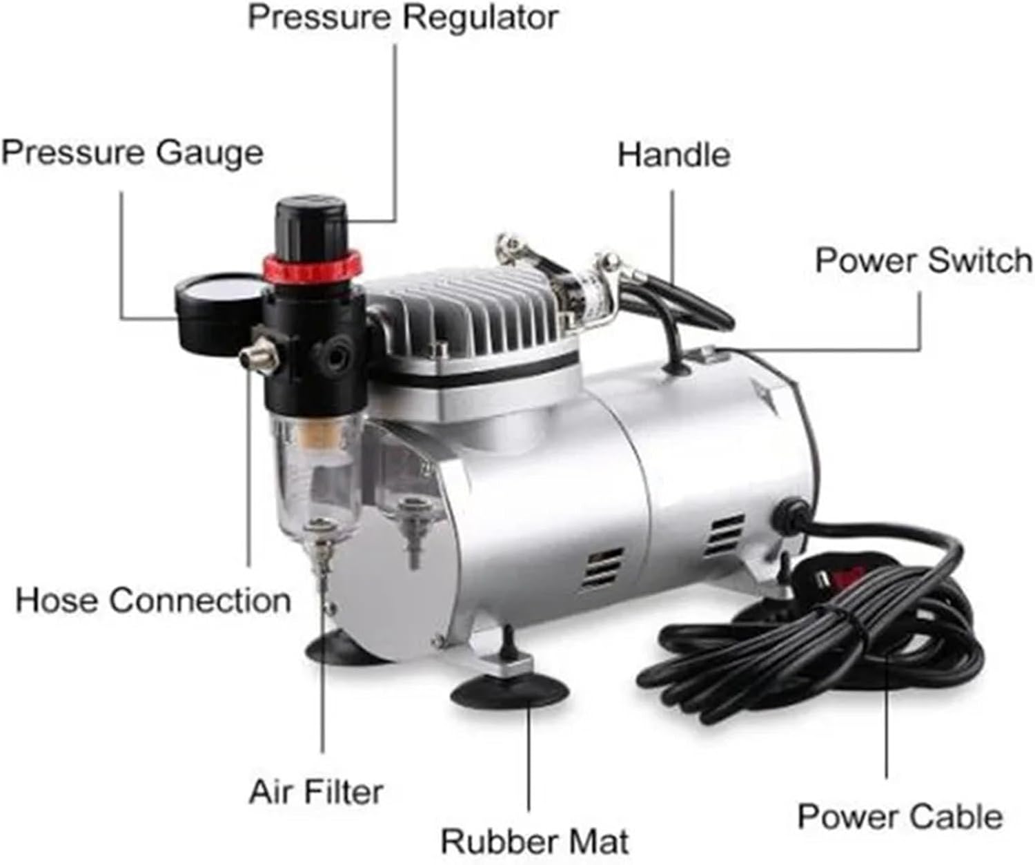 220V AC 20-23L/MIN 1/6HP Airbrush Compressor Air Brush Spray Gun Kit for Craftwork Spraying MS18-2