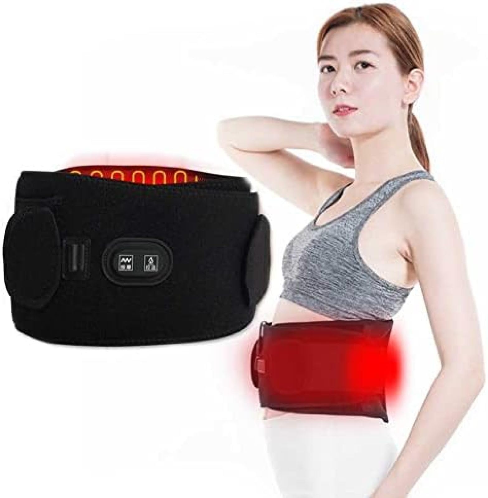 Almohadillas Térmicas, Terapia Calentada, Envoltura Lumbar, Cinturón De Masaje De Cintura Calentado con Batería para Espalda, Abdomen, Estómago Artrítico Y Calambres Menstruales, Alivio del Dolor,