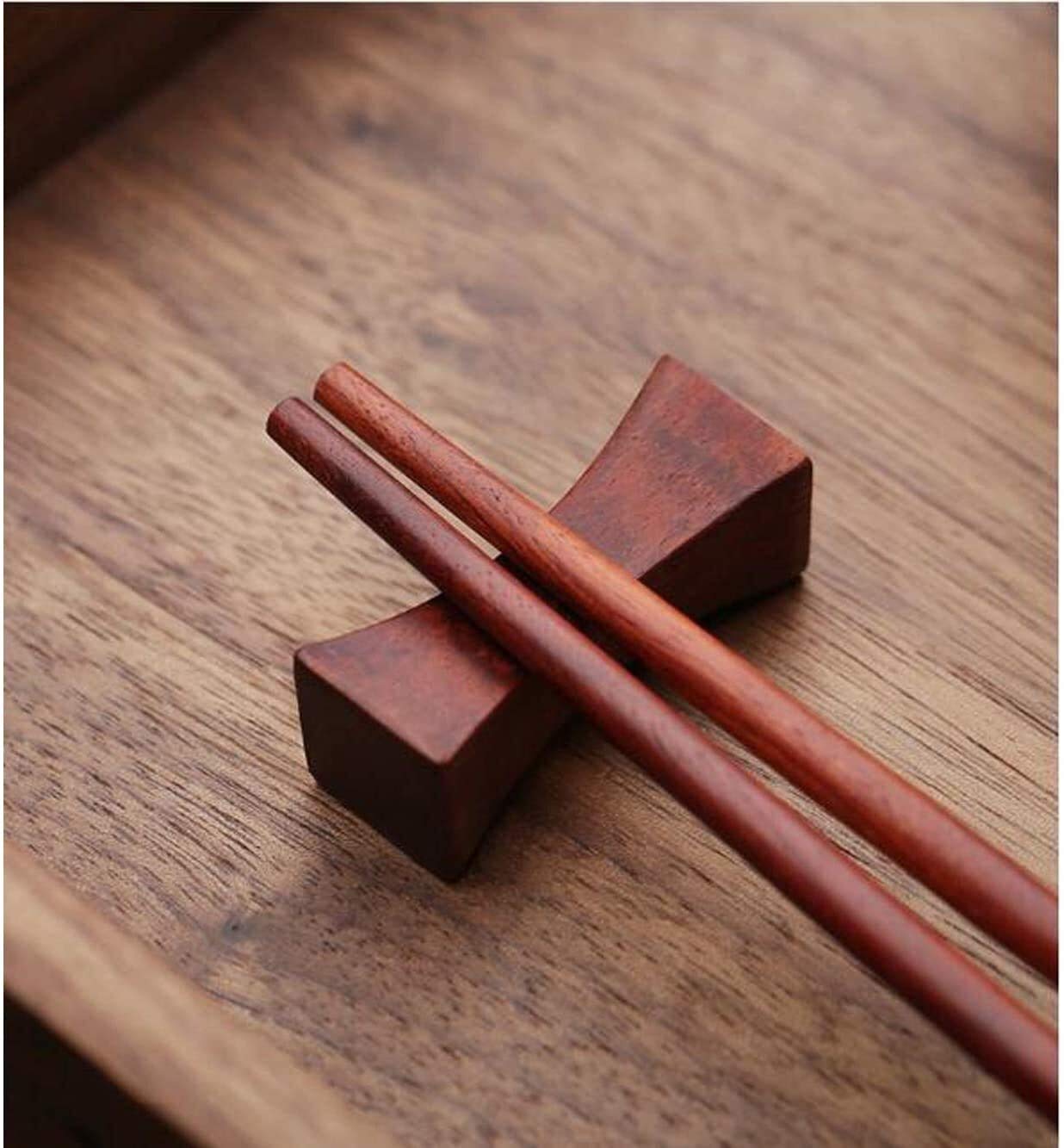 Wiederverwendbare Essstäbchen, spülmaschinenfest, chinesisches Essstäbchen, 2 Paar Essstäbchen aus Holz und Essstäbchenablage, spülmaschinenfeste Essstäbchen, lackfrei, wachsfrei, natürlich, gesund,
