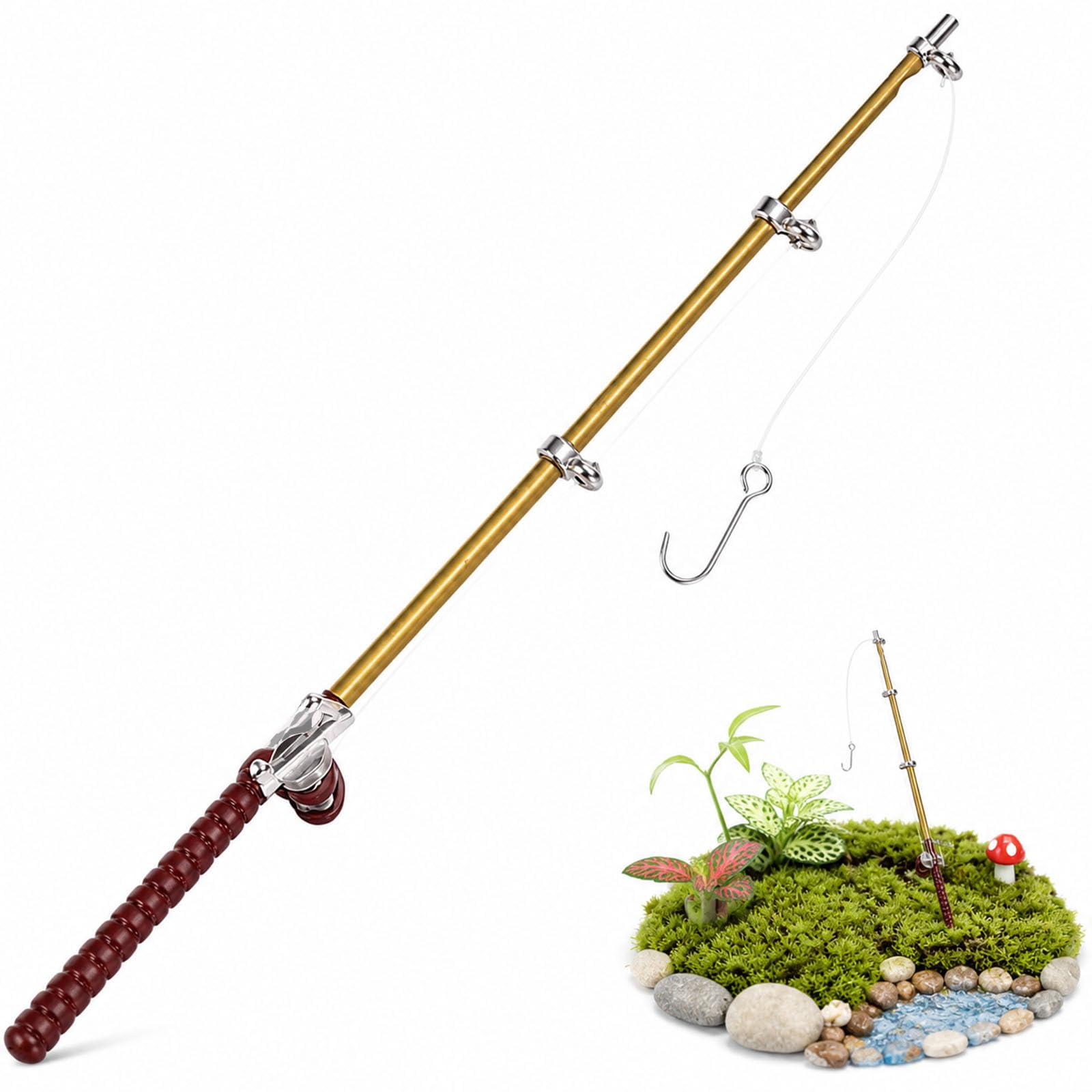 1:12 Scale Miniature Fishing Rod, Realistic Model for Diorama & Craft Decor