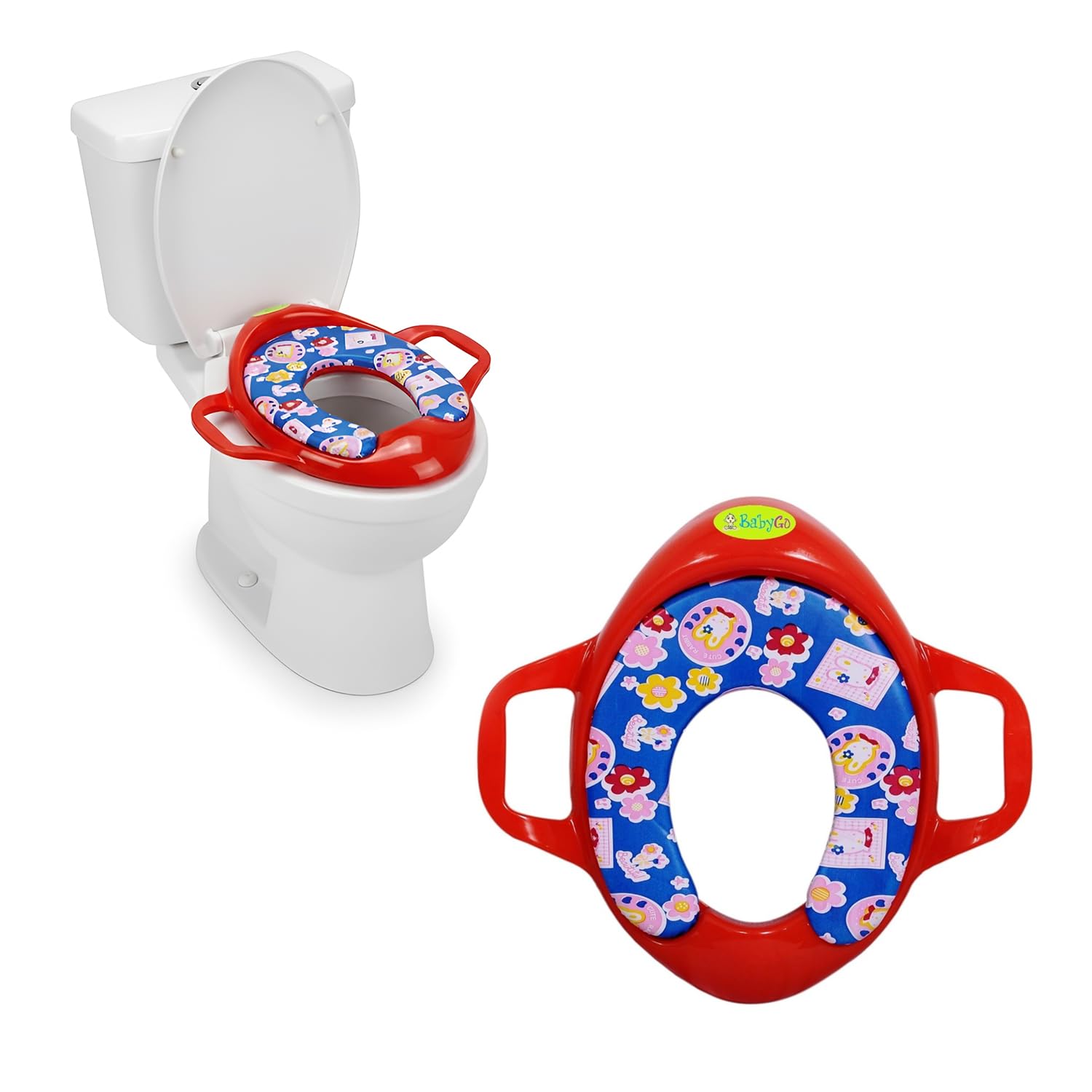 BabyGo Cushioned Potty Seat, Toilet Seat with Handle for kids (Red)-picture-20
