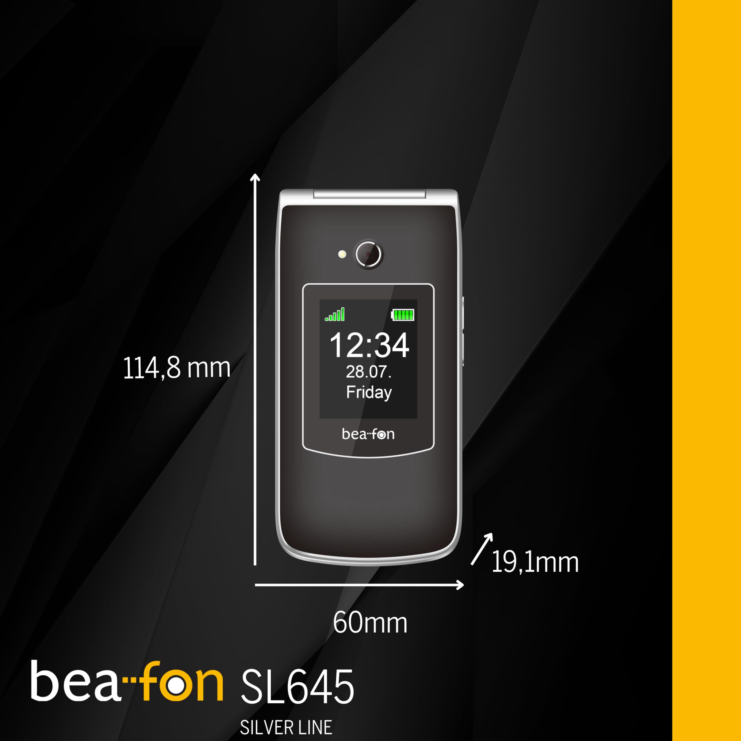 Beafon, SL645, Silverline, Seniorenhandy mit SOS Notruftaste, Klapphandy, XXL Innendisplay 2,8 "Zoll(7,11cm)/ XXL Farbaußendisplay 1,77" Zoll(4,49cm), Kamera 3,0 MP, IP54