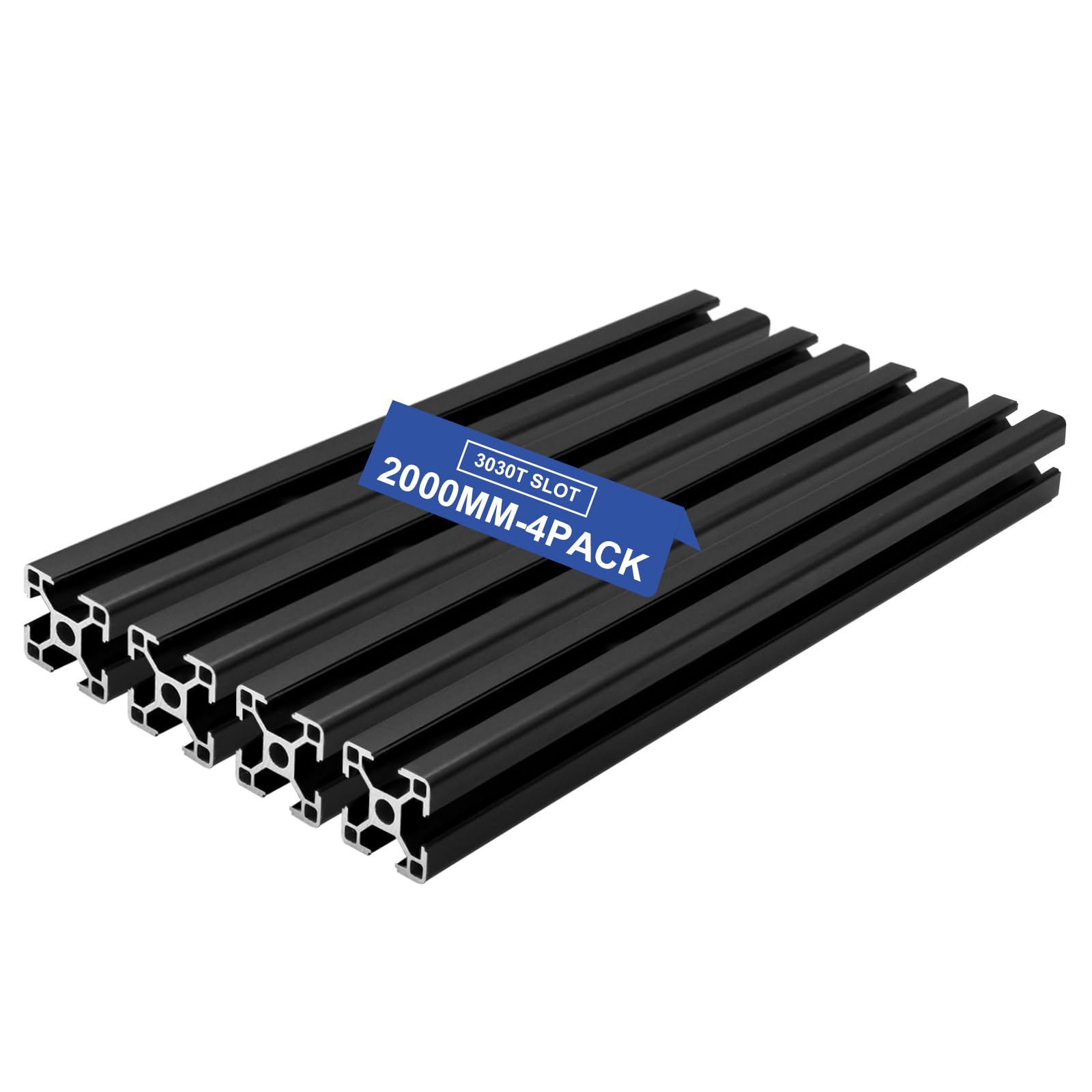 Photo 1 of Seekliny 3030 Aluminum Extrusion T-Slot 2000mm Black 4 Pack European Standard 30x30 Extruded Aluminum T-Slotted 30 Series Aluminum Profile