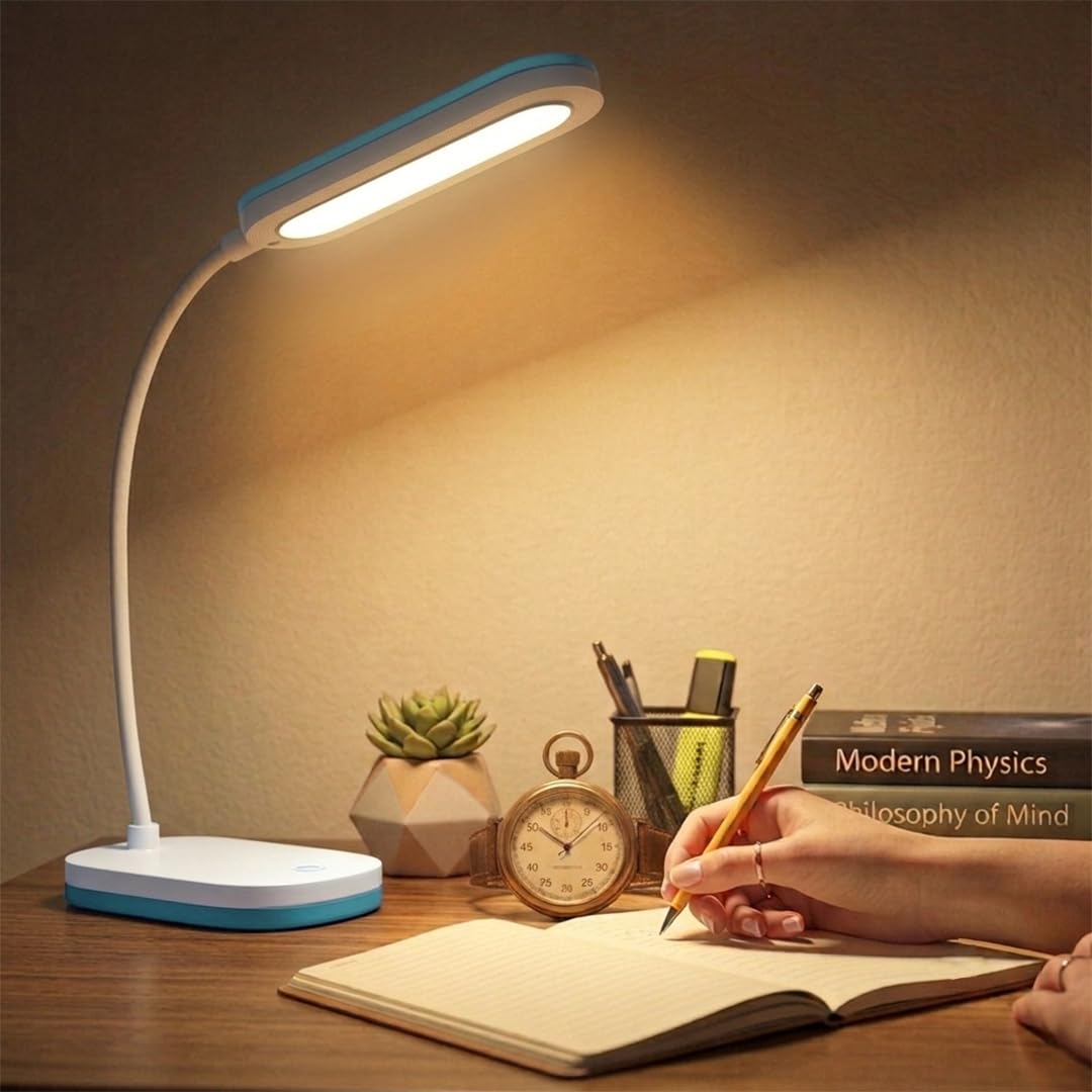 fizzytech 360° Flexible LED Desk Lamp with USB Charging & Night Light – Touch Control Adjustable Desk Light for Reading, Studying, Office & Home Use (Sky Blue)-picture-14