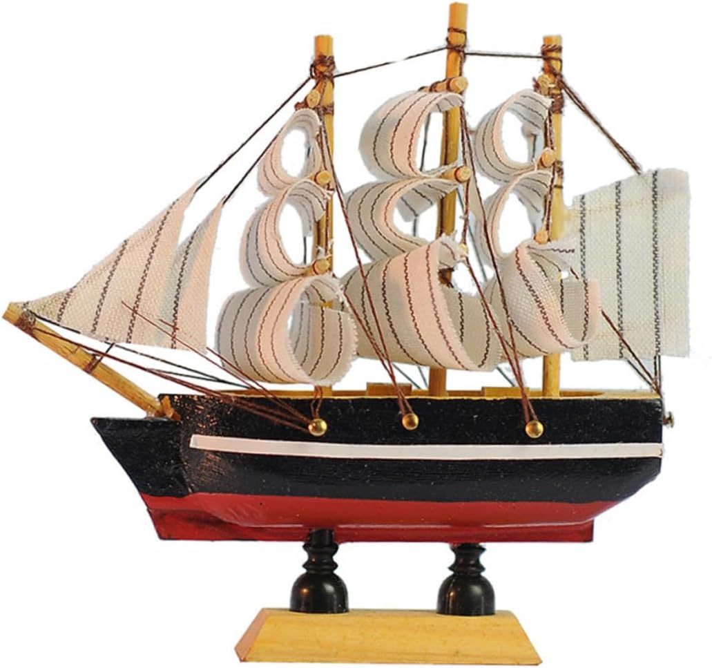 1pc Wooden Sailboat Model Kit Ship Ornament Elegant Sailing Decor for Home Random Color