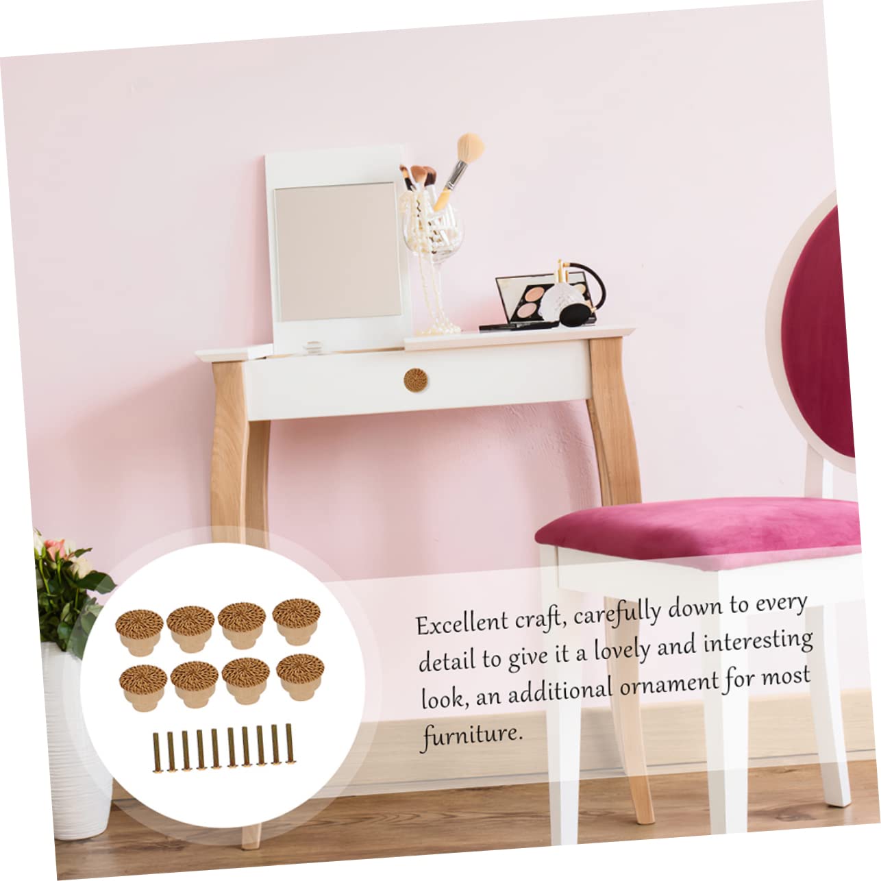 SHINEOFI 3 Set Manico Della Testa Di Funghi Vimini Maniglie Decorative Del Comò Pomoli Per Porte Interne Comò in Rattan Maniglie Per Armadi E Cassetti Pomelli Per Mobili Di Legno 4 Pezzi*3