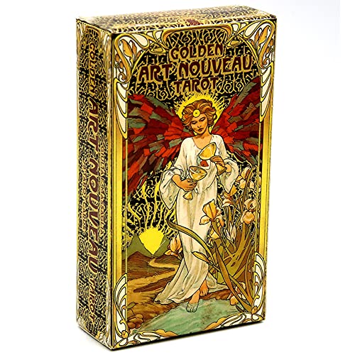 wuxafe 78 Teile, Goldenes Jugendstil-Tarot, Tarotkartendeck, Interaktives Brettspiel, Divination-Spielkarten,mit Bunten… – Bild 3