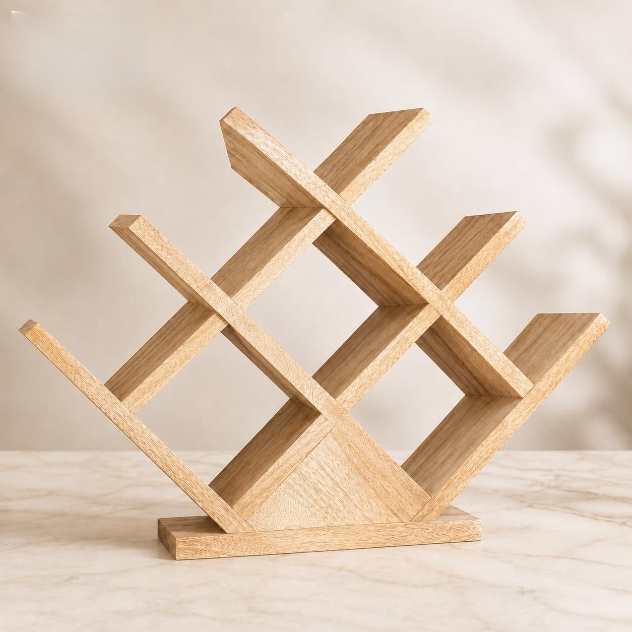 Artysta Wooden 8 Bottle Wine Rack | 3 Tier Wood Wine Display Rack Free Standing and Countertop Bottle Storage Shelf | Cabinet Glass Rack Wine Storage Oragnizer-image-39