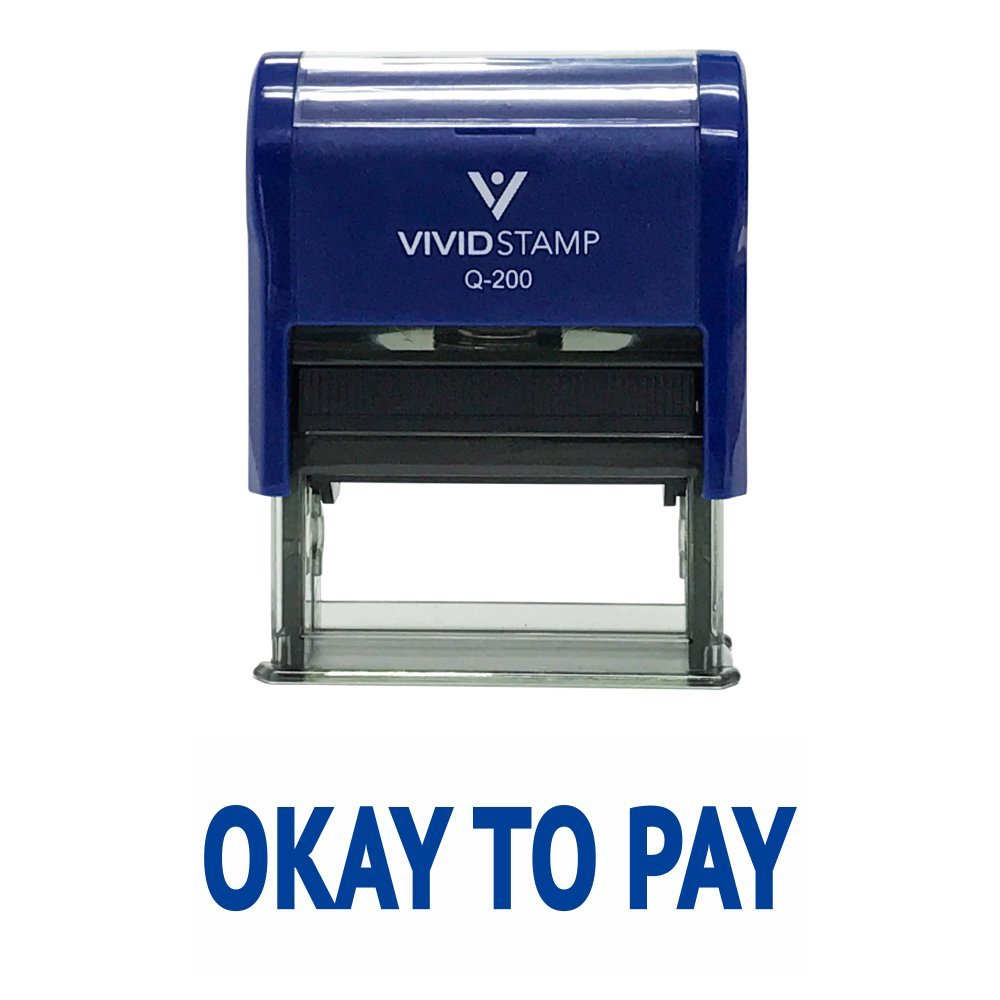 OKAY to PAY Samoprzylepna pieczątka gumowa (niebieski atrament) - M