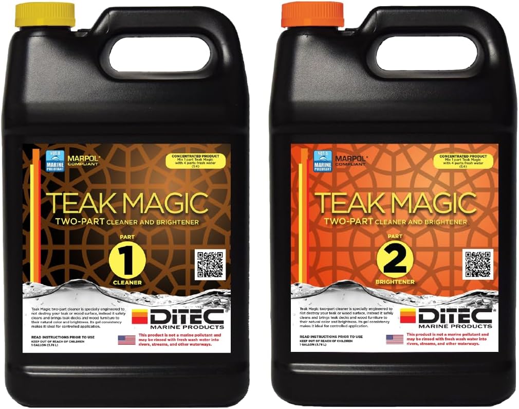 DITEC Teak Magic, Two-Step Gel Teak Cleaner and Brightener, Restores Wood Without Sanding