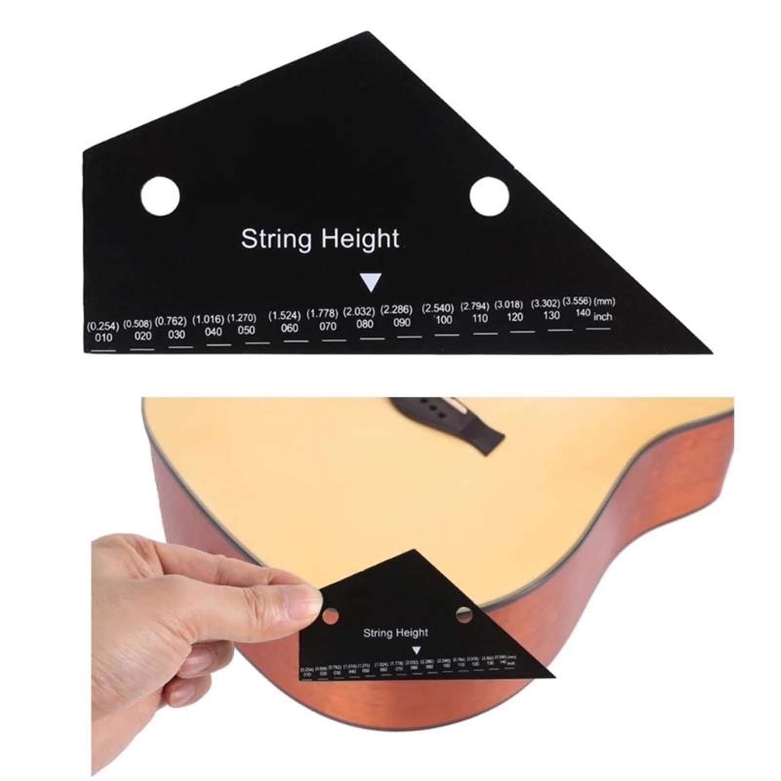 Gitarrensaiten-Messwerkzeug-Set – Inkl. Saitenlineal & Höhenmesser Aus Edelstahl/Kunststoff