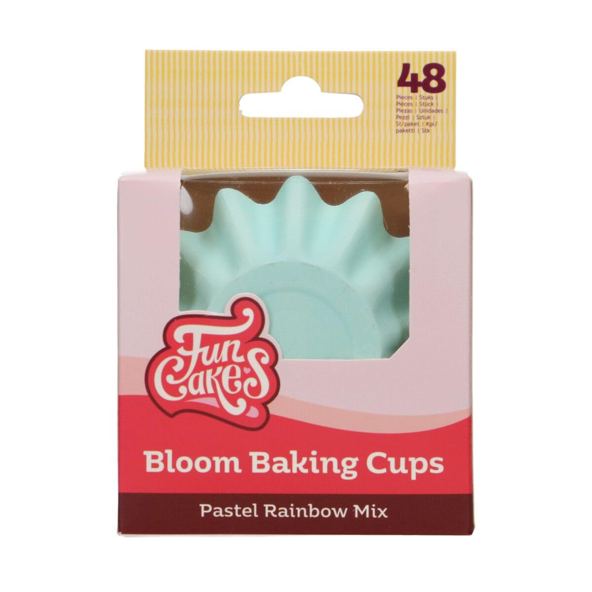 FunCakes Bloom Baking Cups Pastel Rainbow Mix, Cupcake Cases for Baking Greaseproof Baking Cups Durable Coated Board for Cupcakes, Muffins, Brownies and More, 48-Piece