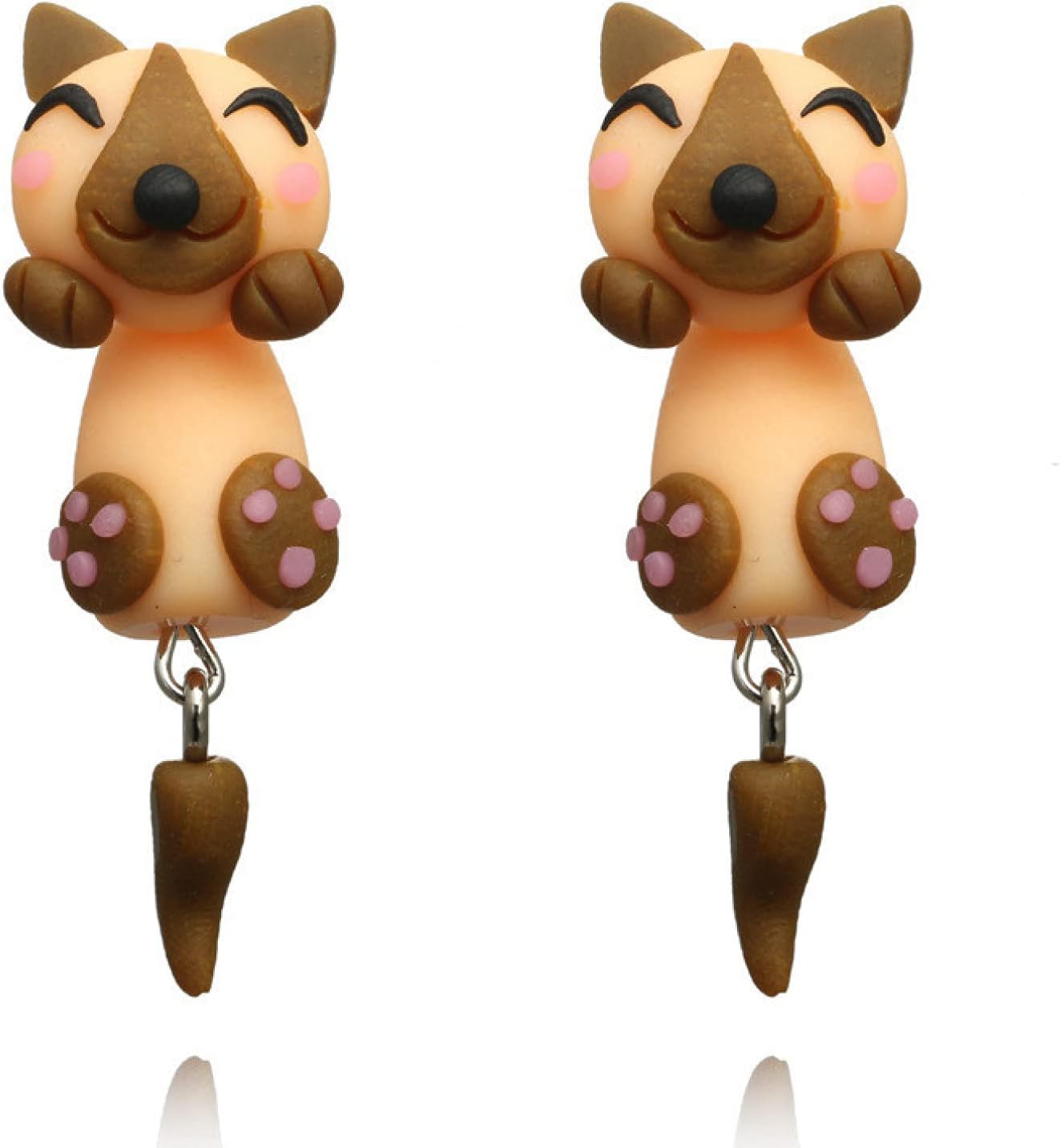 Orecchini a forma di morso di animali in 3D con dinosauro Kawaii, orecchini in argilla 3D, semplici fatti a mano, a forma di animale in polimero, per ragazze, donne, feste,regali divertenti (1