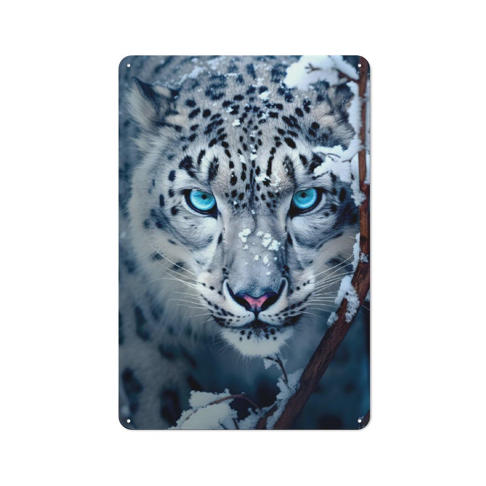Junmoney Snow Leopard Retro-Style Tin Sign 30X20cm For Kitchen Or Home Bar, Suited To Kitchen Decor Lovers