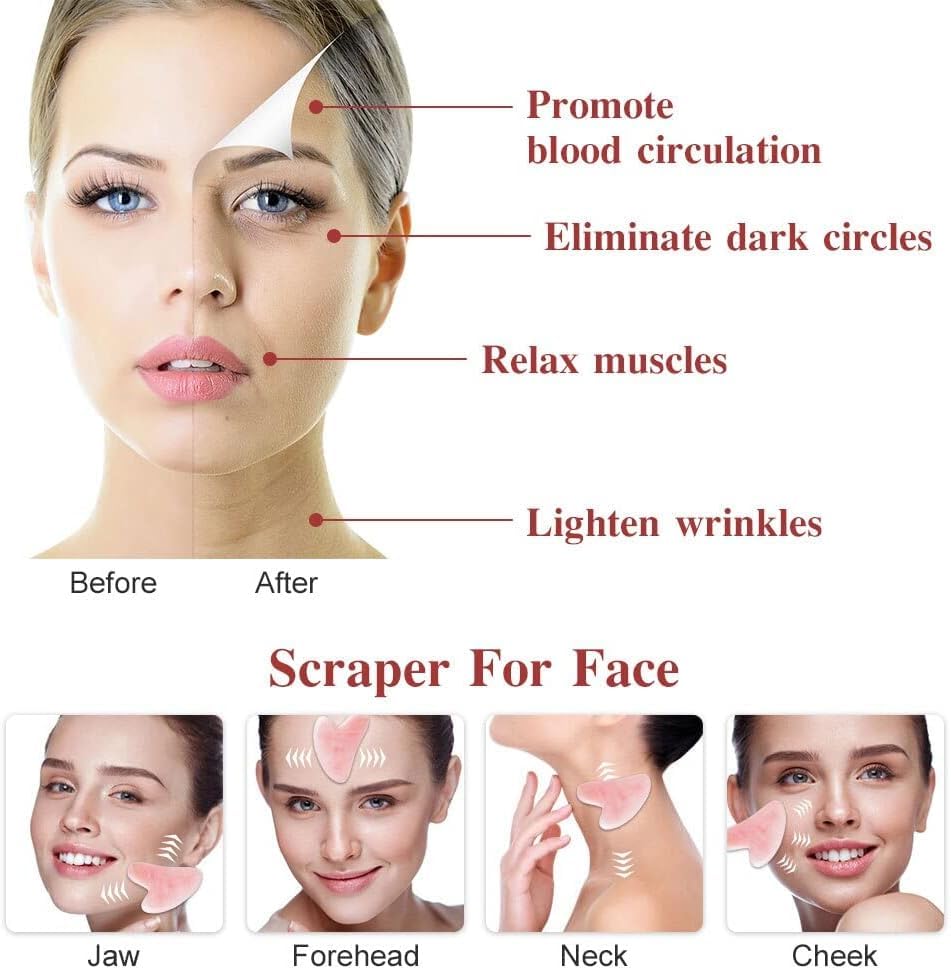 Gua Sha and Jade Roller Set - Facial Massage Tool for Skin Care - Image 5