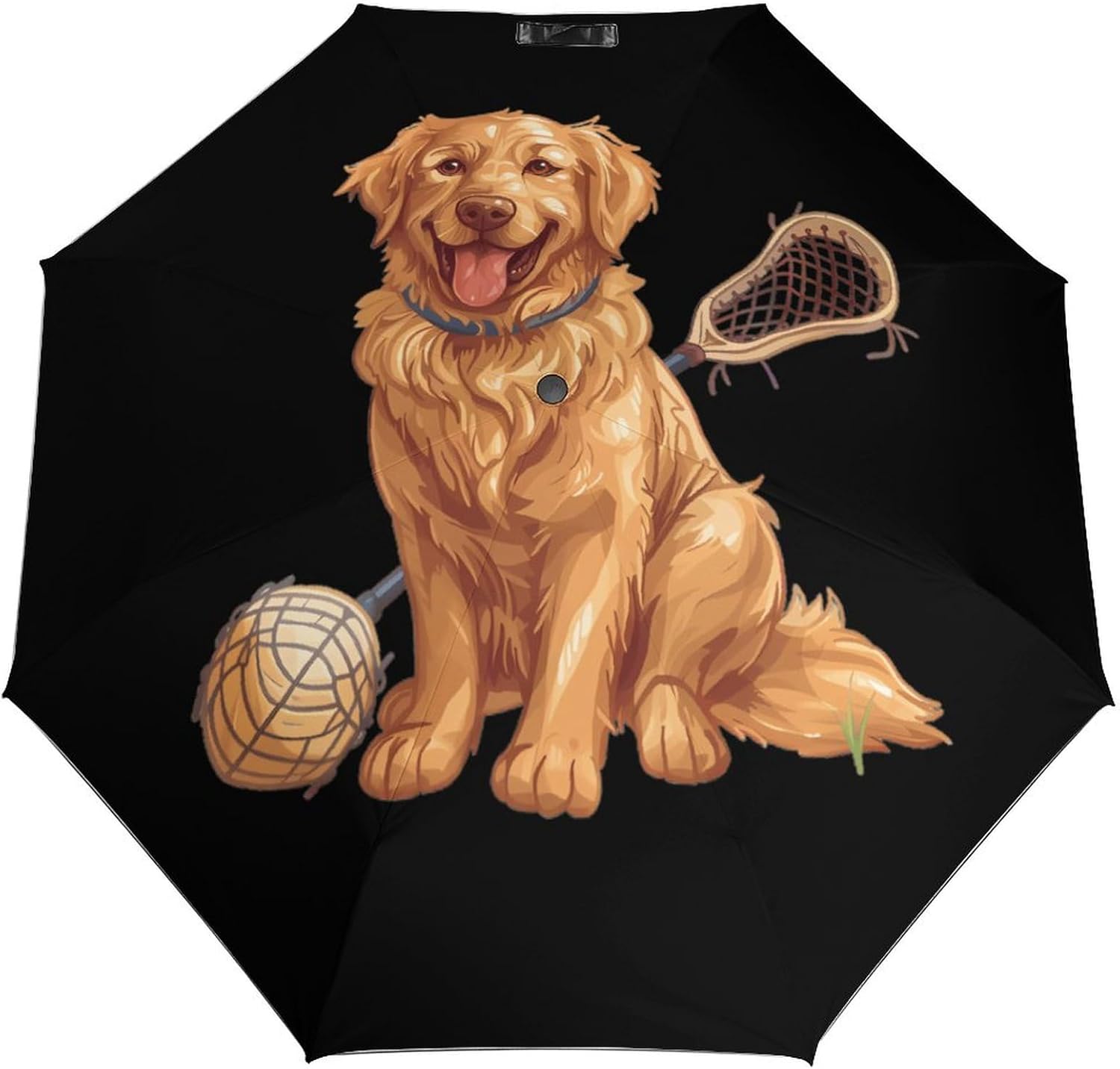 Retriever Dog Lacrosse Stick Portable Automatic Umbrella Windproof Auto Open Close Compact Umbrellas