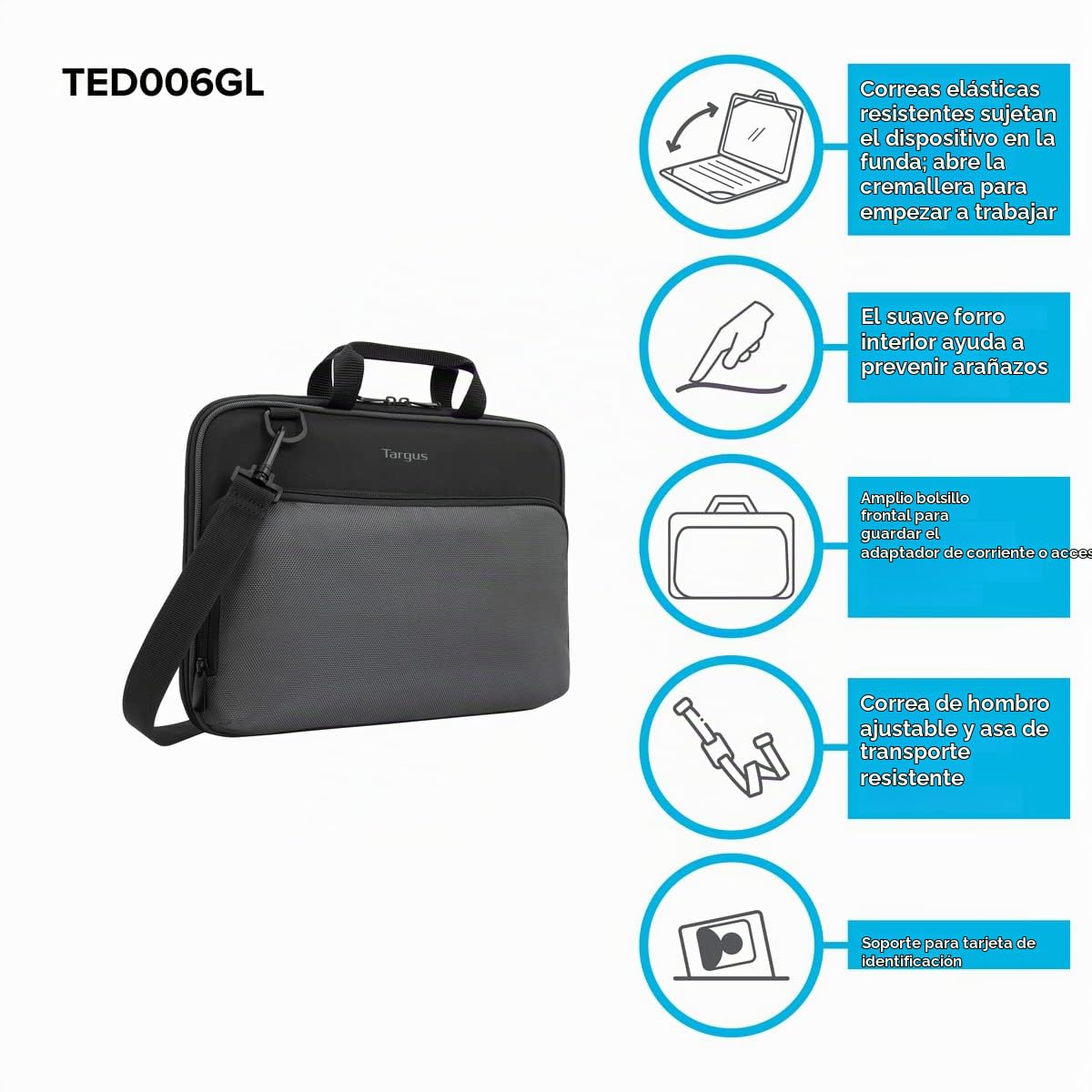 Targus Funda Work-in Essentials para Chromebook 11,6", maletín para portátil con Interior Suave, maletín Profesional, Funda Protectora – Negro/Gris, TED006GL