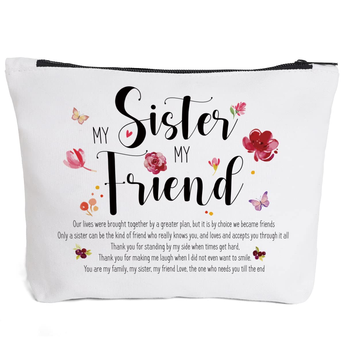 Fokongna Funny Gifts from Sisters, Sister Birthday Makeup Bag Gifts, Soul Sister Thanks Gifts Travel Makeup Bags Zipper Pouch Great Gifts for Women,Travel Toiletry Bag Accessories Organizer Gifts