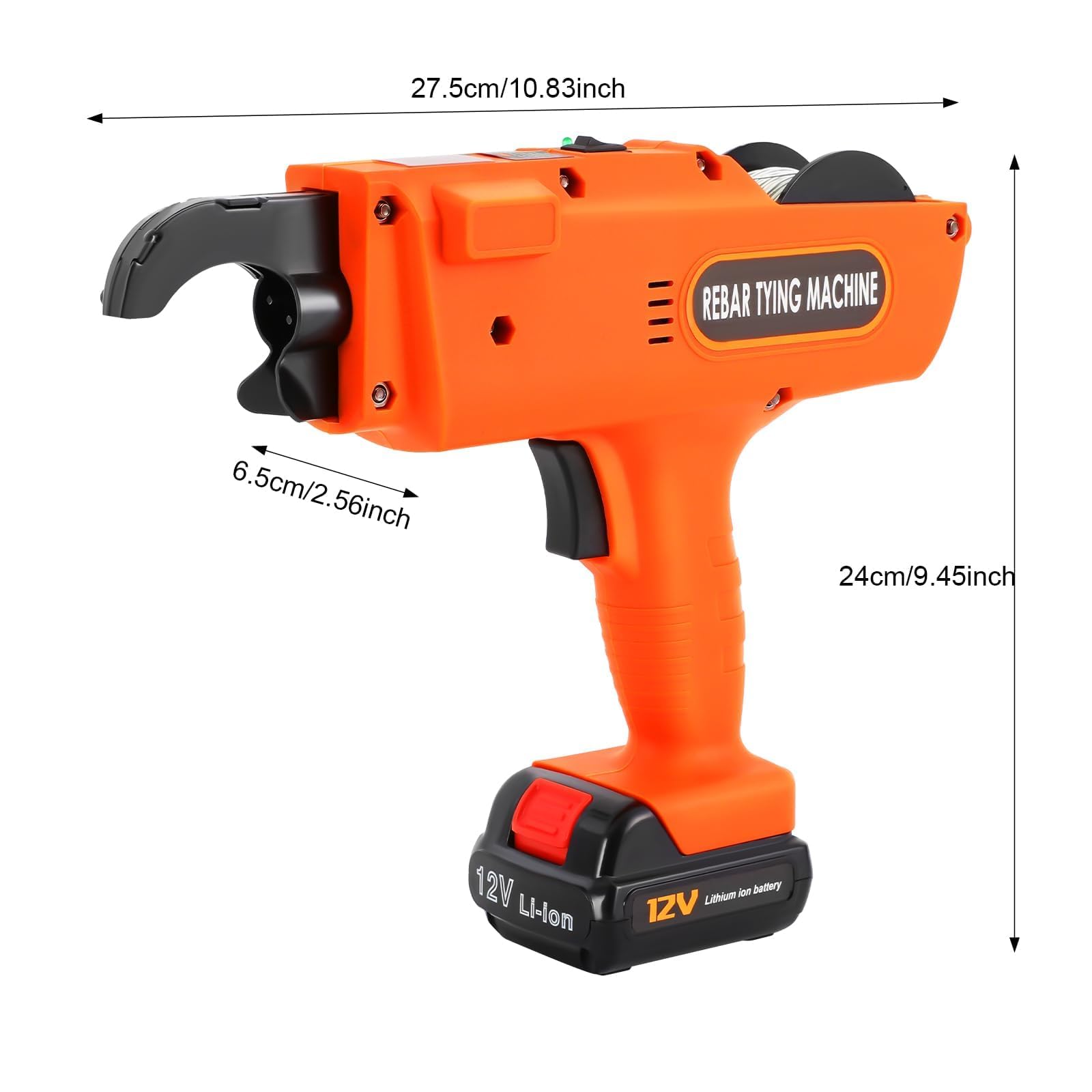 Pistola Automática para Atar Varillas, Máquina Inalámbrica para Atado de Ferralla 8-40mm con 2 Baterías de 4500mAh - Herramienta Eléctrica Profesional para Construcción & Refuerzo