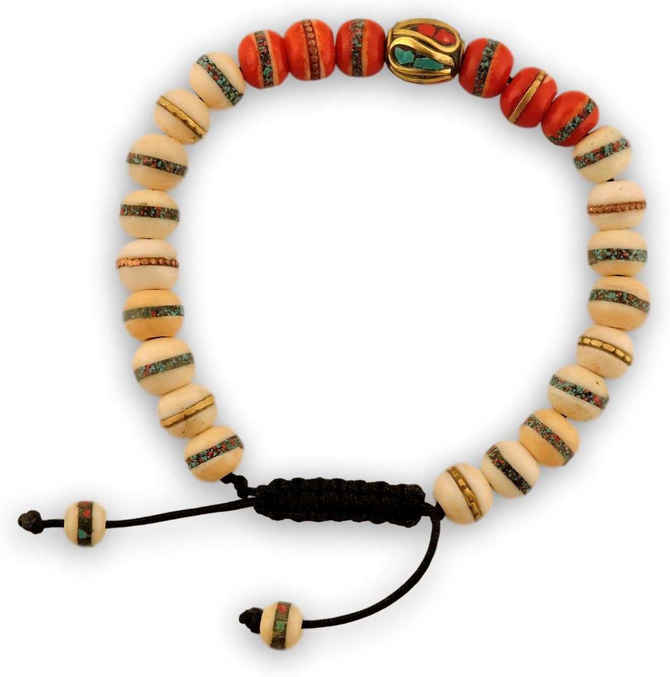 Hands Of Tibet Embedded Medicine Bracelet Yoga Healing Beads Adjustable Wrist Mala Many Color Choices (White/Red)