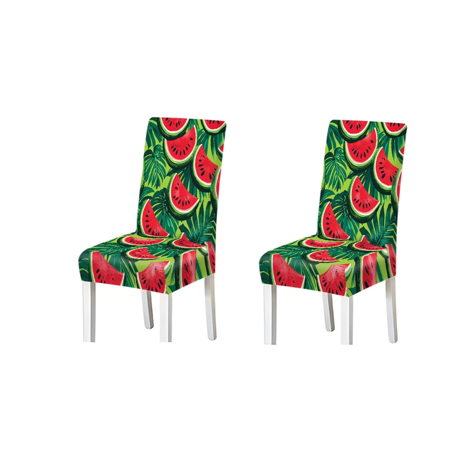 BOSUYBN Watermelon Slice Tropical Fruit Pattern Print Dining Chair Covers Set Of 2/4/6, Stretch Slipcovers For Kitchen Dining Room Furniture Protectors for Home Dining Room(2PCS Chair cover)