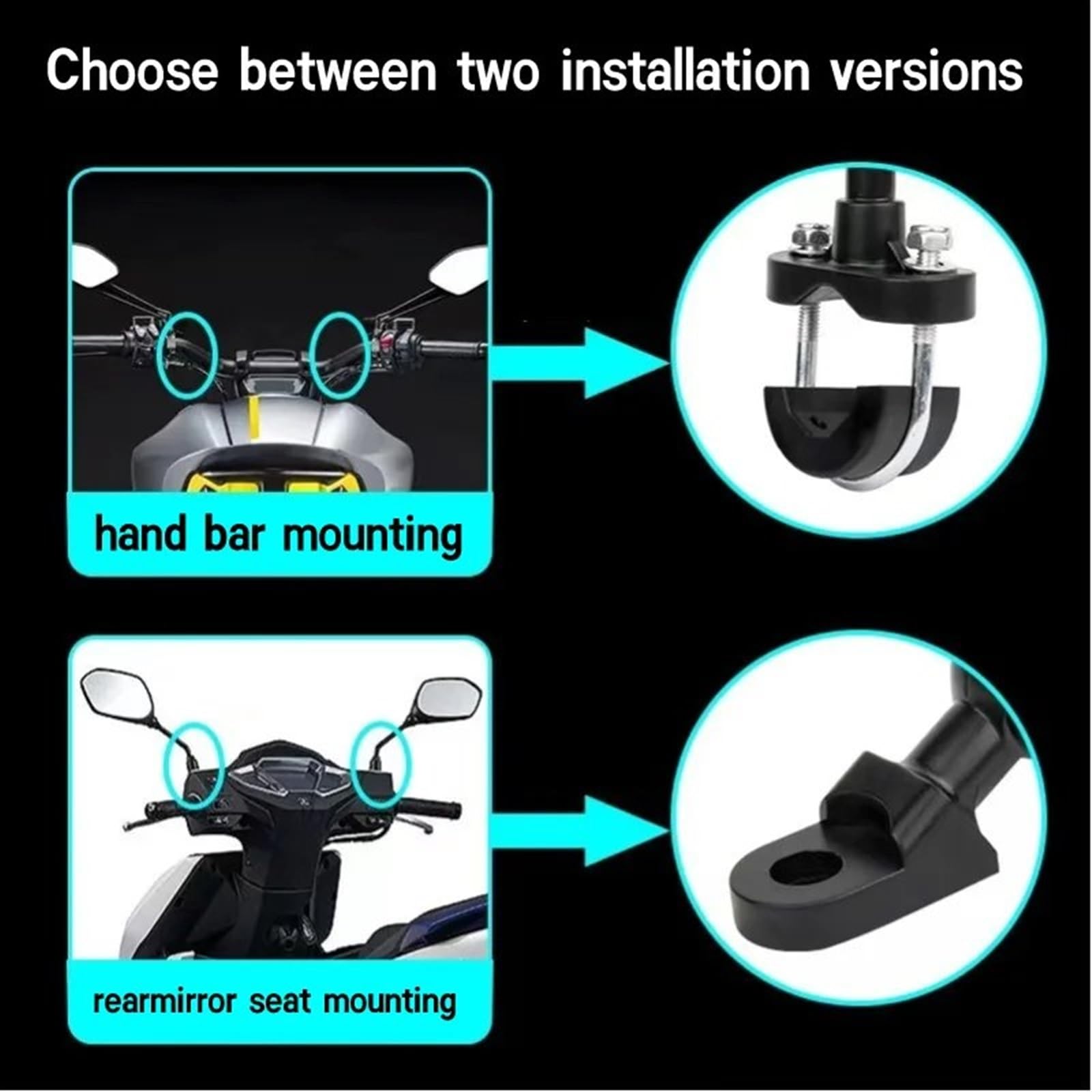 Staffa Navigatore Moto Supporto Telefono Cellulare Modulo Ammortizzatore Regolabile A Qualsiasi Angolazione Staffa Bici ATV Scooter Moto(Mirror Seat Mounting)